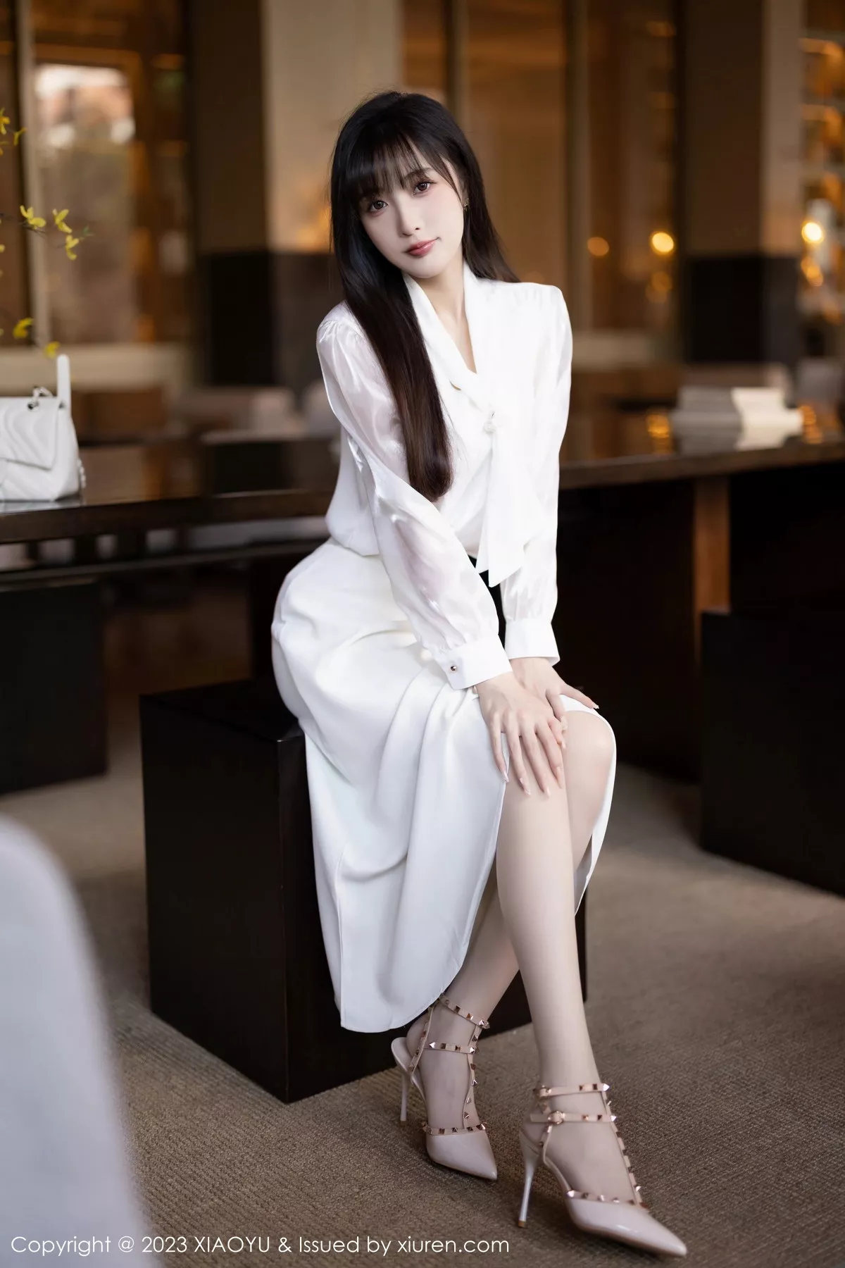 秀人集.com_[XiaoYu画语界]Vol.1088_模特林星阑性感白色连衣裙露浅色内衣配超薄肉丝妩媚迷人写真91P