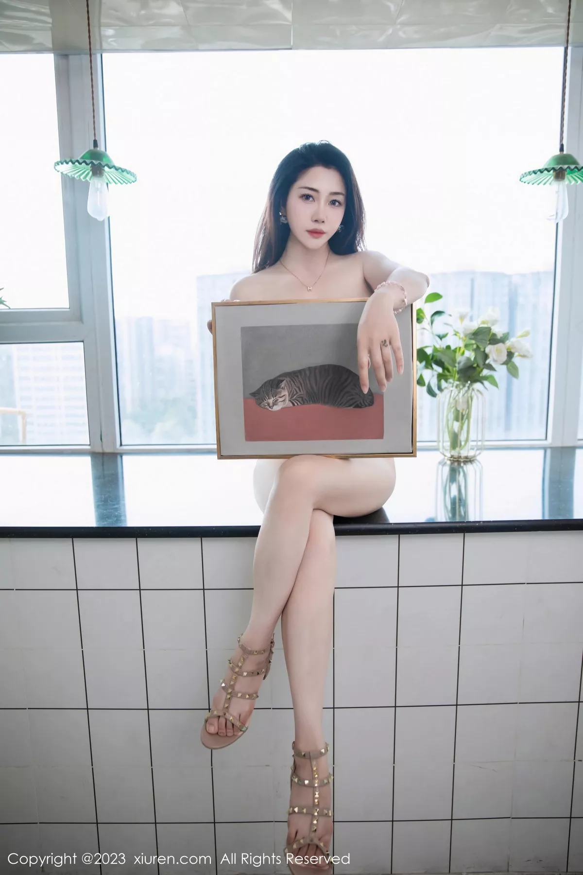 秀人集.com_[XiuRen秀人网]No.7216_模特严利娅Yuliya户外性感杏色低胸连衣长裙秀完美身材诱惑写真89P