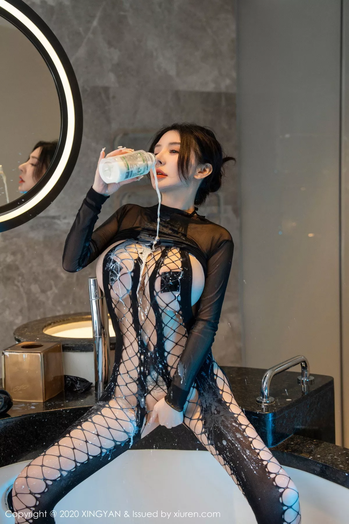 秀人集.com_[XINGYAN星颜社]VOL.210_模特潘娇娇性感黑色渔网式连体衣情趣服饰秀巨乳肥臀诱惑写真77P