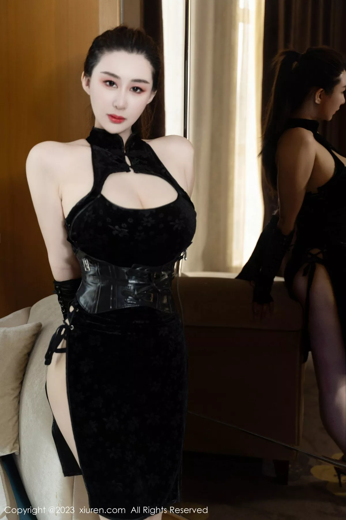 秀人集.com_[XiuRen秀人网]No.7351_模特王俪丁呀性感黑色蕾丝内衣配超薄肉丝秀丰满身材诱惑写真70P