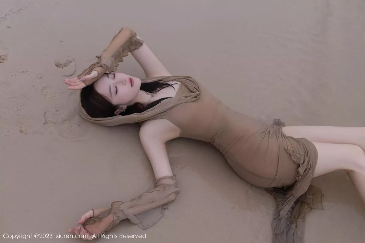 秀人集.com_[XiuRen秀人网]No.7288_模特鱼子酱Fish沙滩场景性感咖啡色连衣裙秀曼妙身姿诱惑写真77P