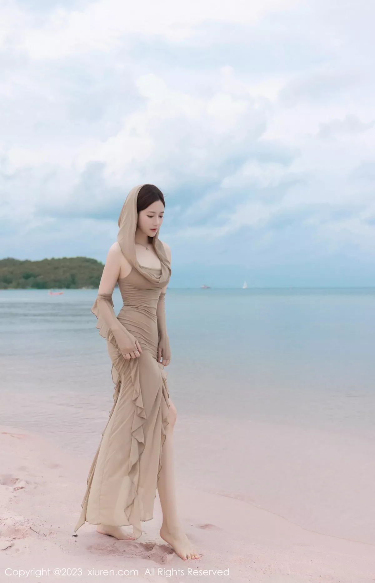 秀人集.com_[XiuRen秀人网]No.7288_模特鱼子酱Fish沙滩场景性感咖啡色连衣裙秀曼妙身姿诱惑写真77P
