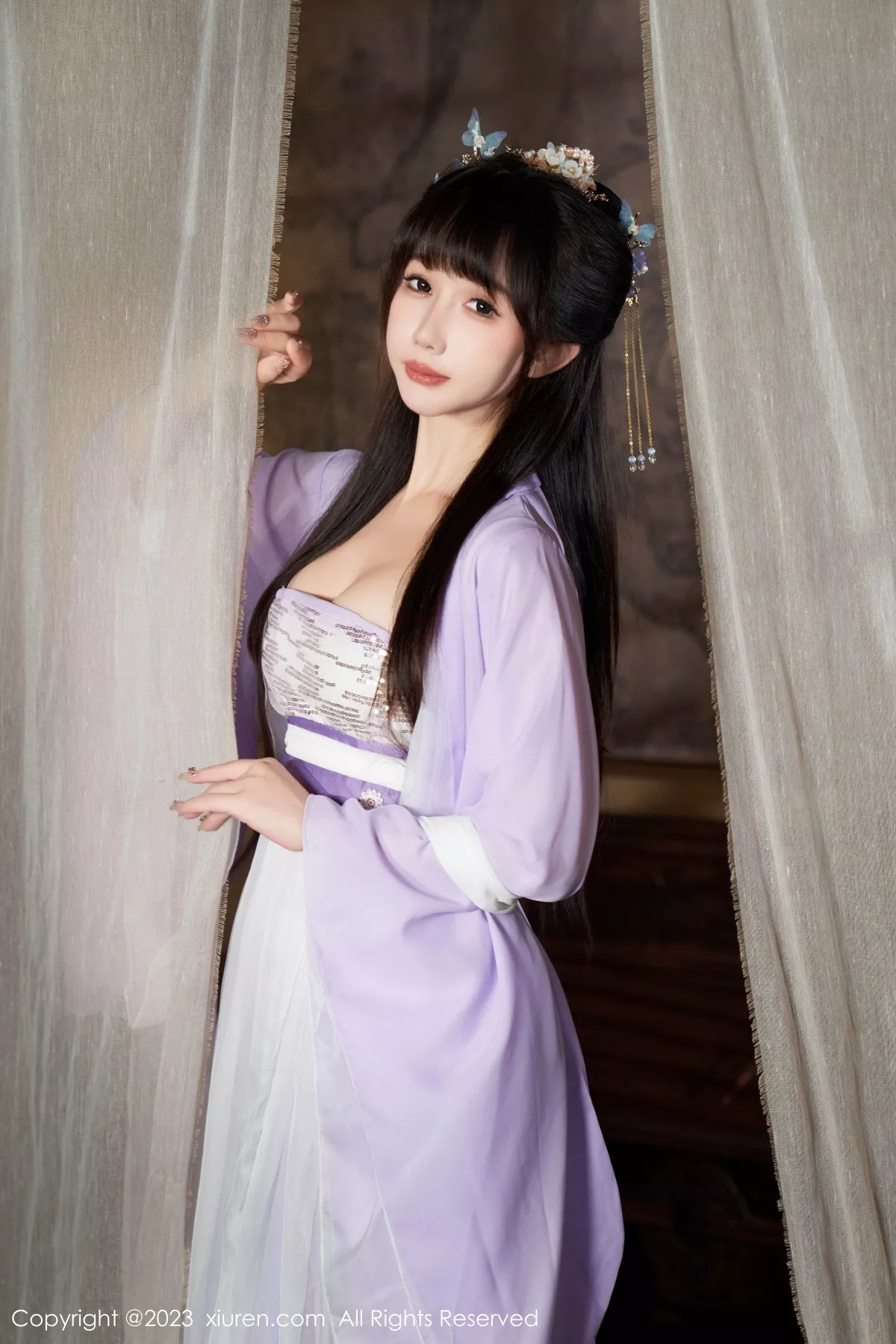 秀人集.com_[XiuRen秀人网]No.7442_模特波巧酱性感紫色薄纱情趣服配超薄肉丝秀完美身材诱惑写真85P