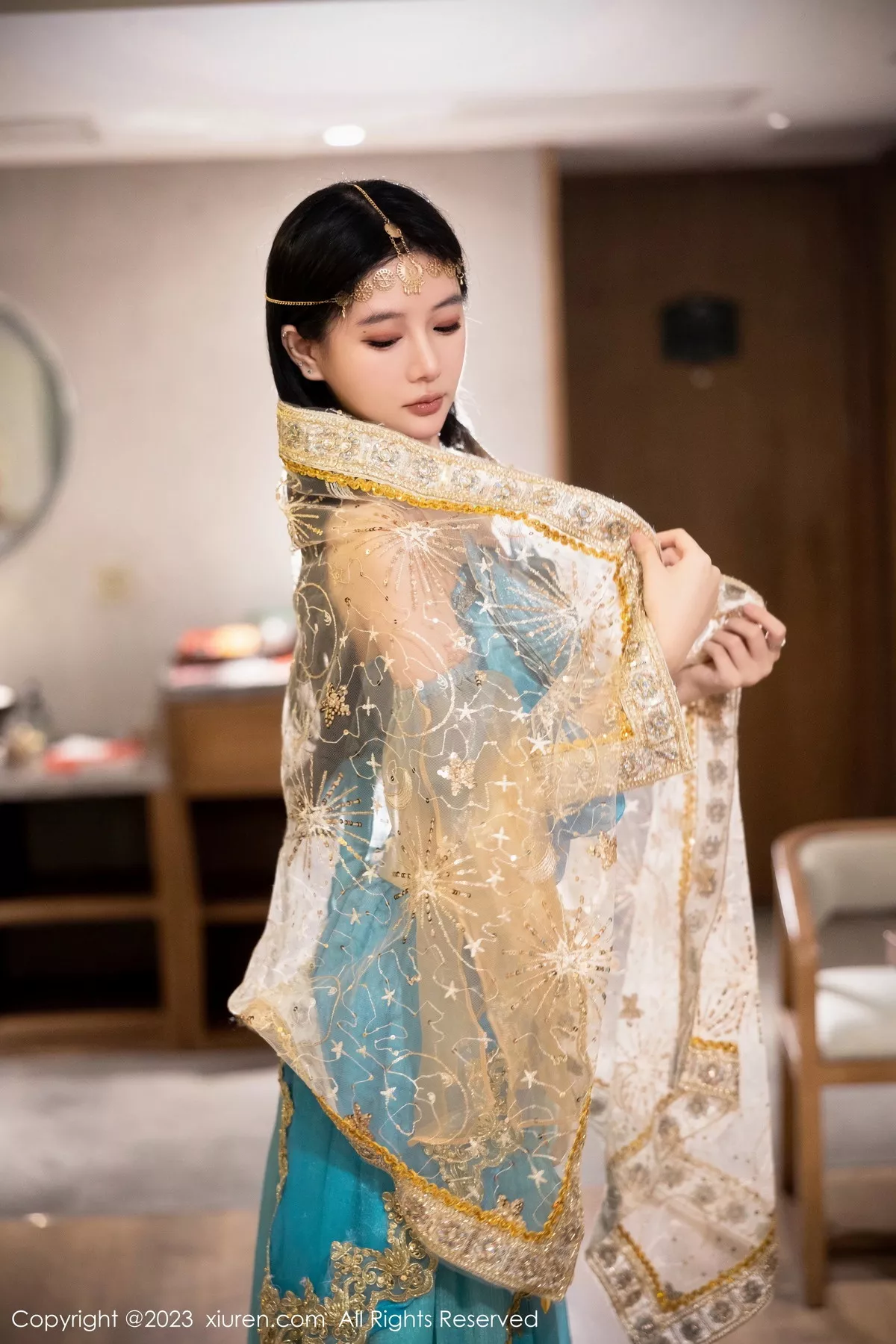 秀人集.com_[XiuRen秀人网]No.7469_模特幼幼性感蓝色西域舞娘短裙露黑色内裤秀白嫩美腿诱惑写真82P