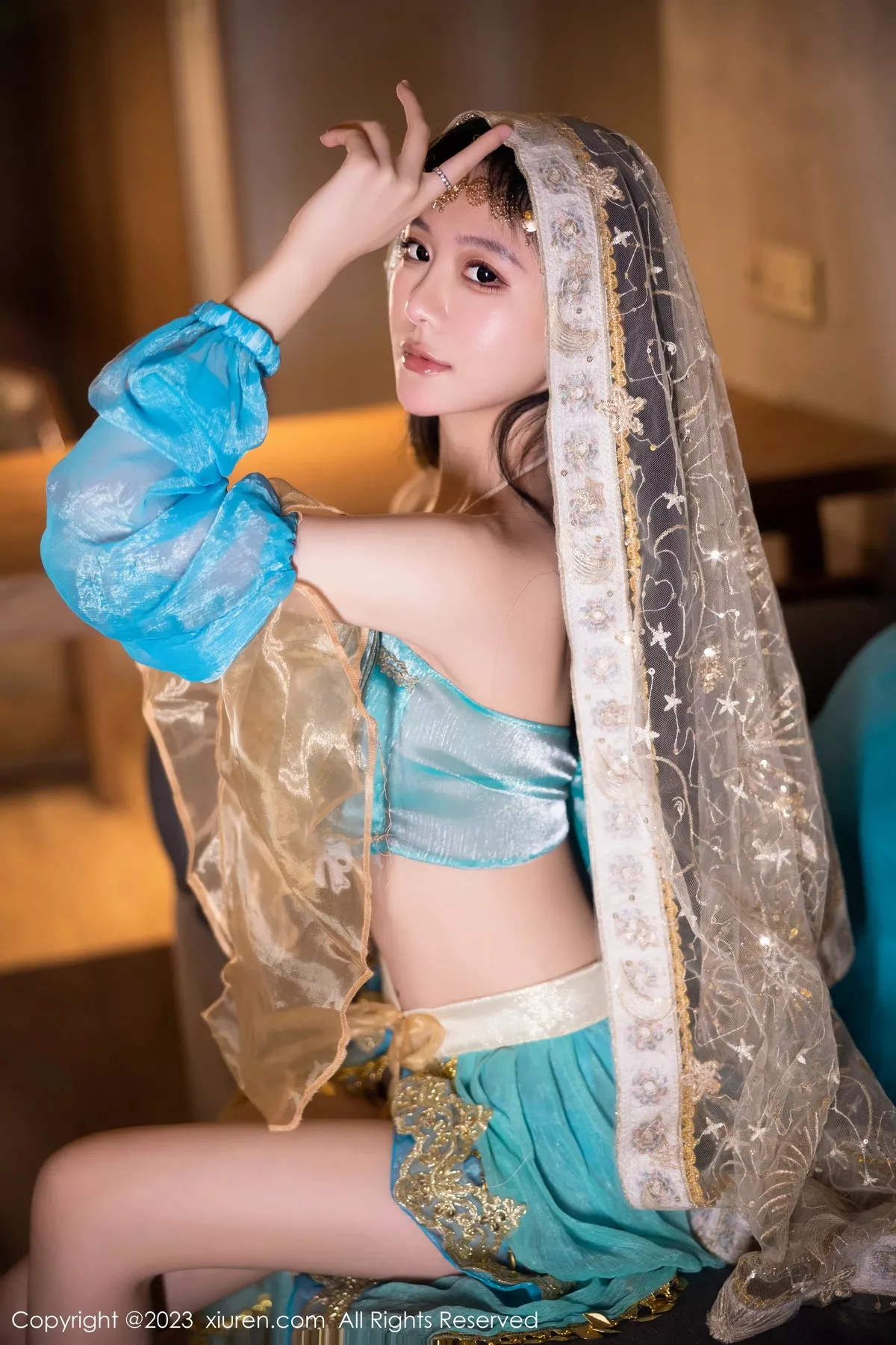 秀人集.com_[XiuRen秀人网]No.7469_模特幼幼性感蓝色西域舞娘短裙露黑色内裤秀白嫩美腿诱惑写真82P