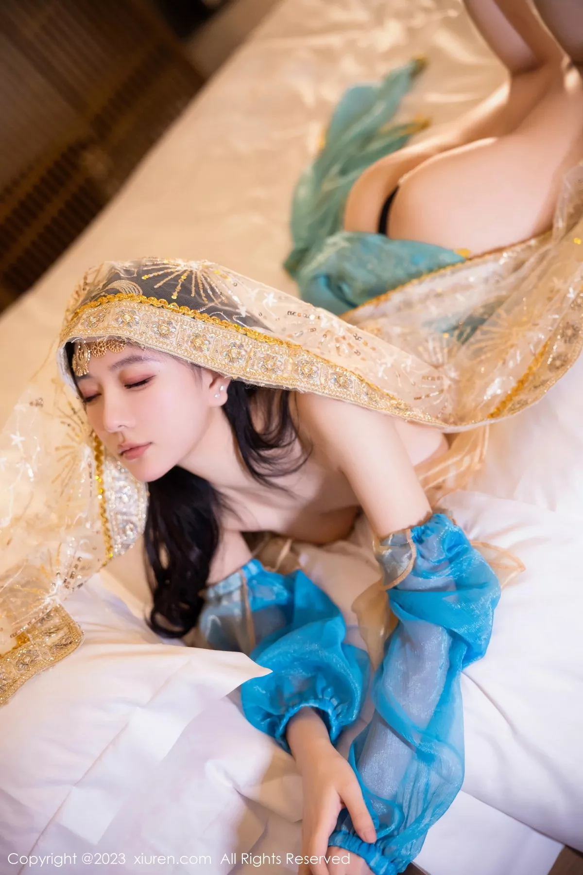 秀人集.com_[XiuRen秀人网]No.7469_模特幼幼性感蓝色西域舞娘短裙露黑色内裤秀白嫩美腿诱惑写真82P