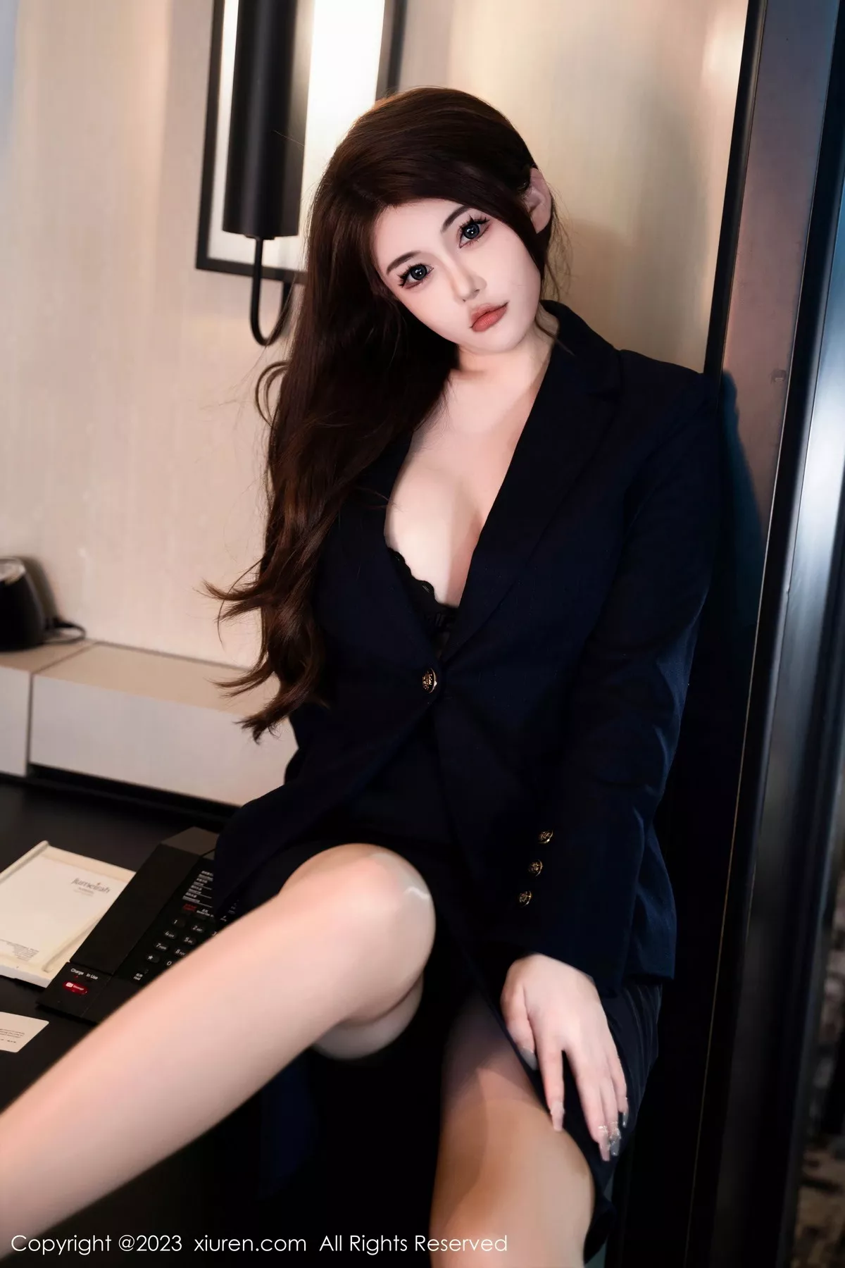 秀人集.com_[XiuRen秀人网]No.7484_模特甜妮性感黑色OL制服配开档肉丝半脱秀惹火身材诱惑写真66P