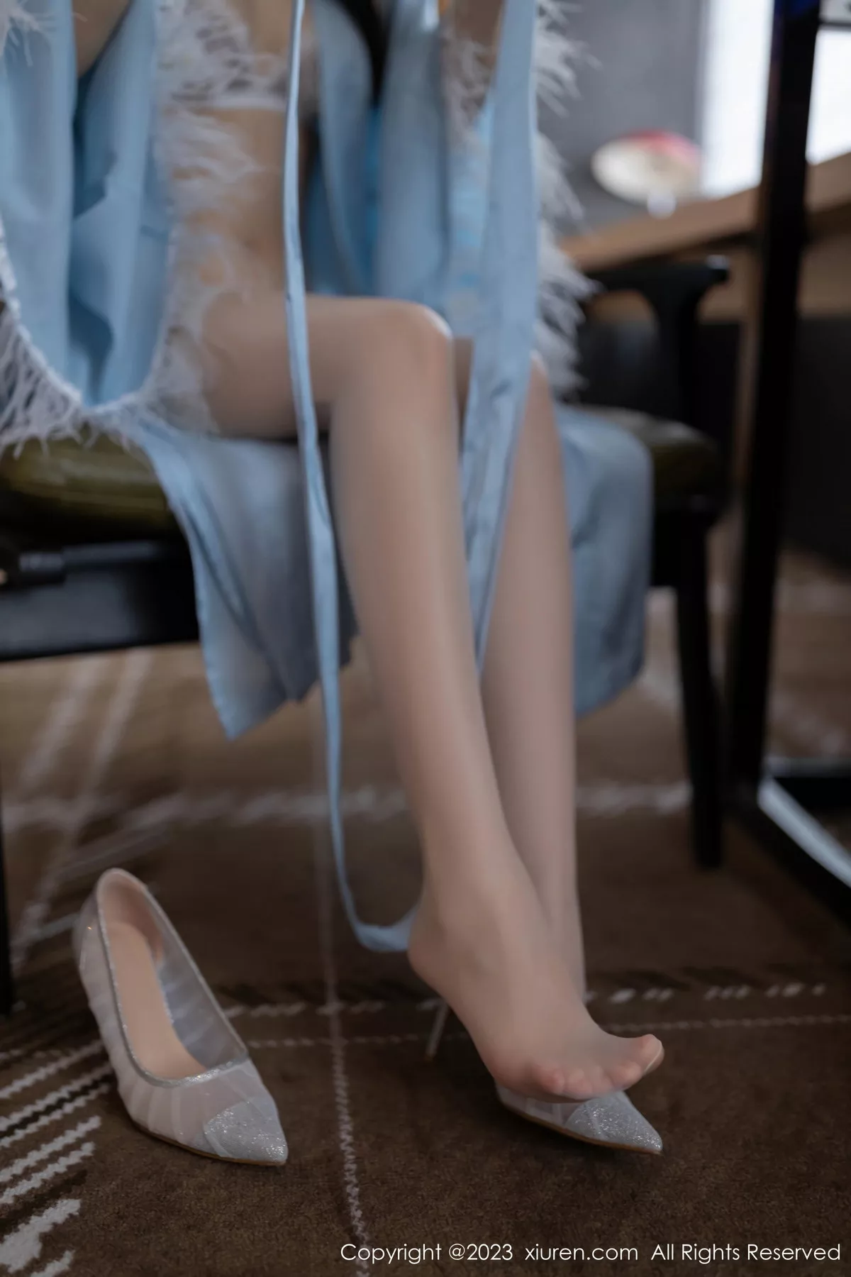 秀人集.com_[XiuRen秀人网]No.7544_模特鱼子酱Fish性感浅蓝睡裙露白色蕾丝内衣配白丝袜诱惑写真87P