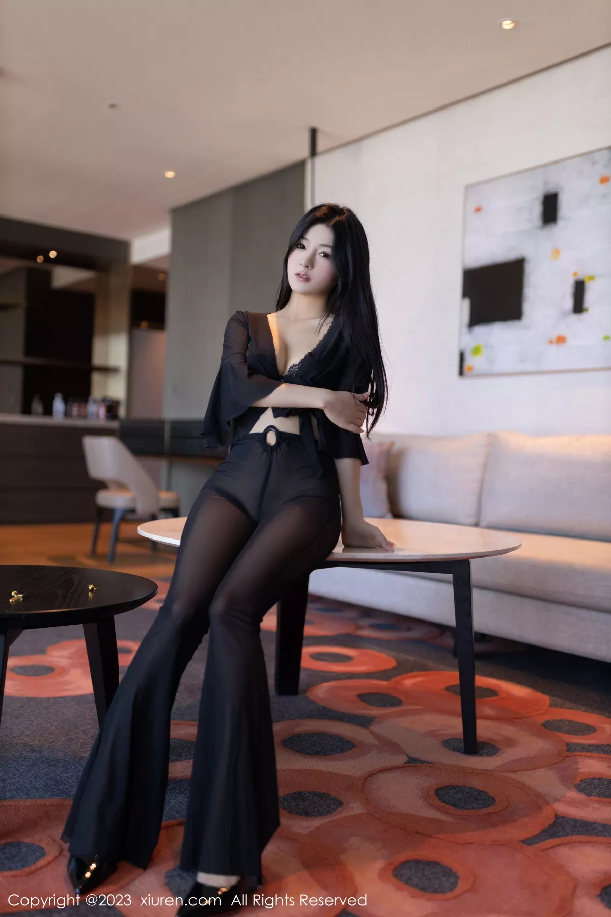 秀人集.com_[XiuRen秀人网]No.7660_模特谭小灵私房性感黑色服饰露黑色蕾丝内衣秀惹火身材诱惑写真80P