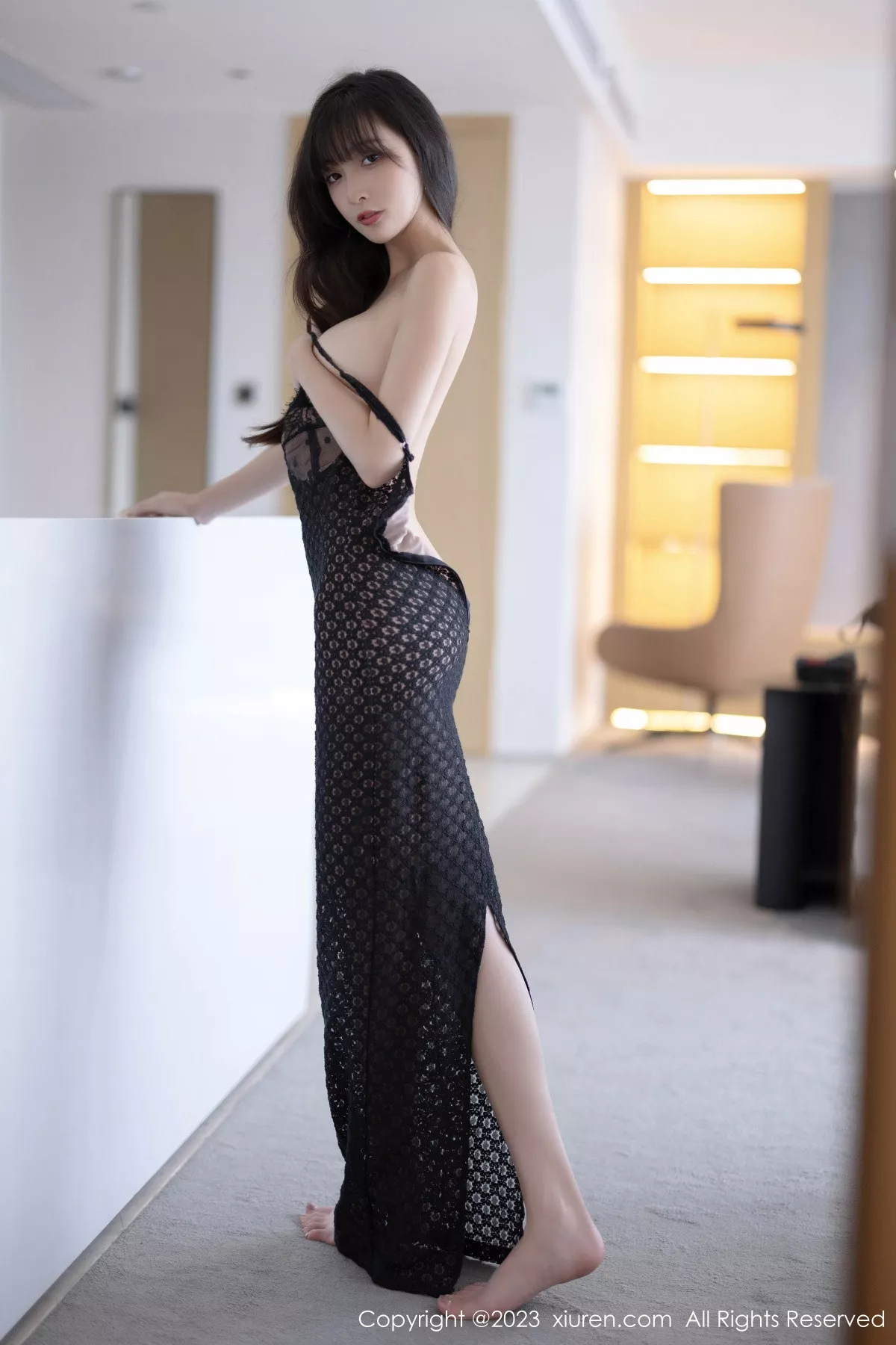 秀人集.com_[XiuRen秀人网]No.7562_模特林星阑黑色吊带网纱连衣裙+黑色高开连体内衣迷人诱惑写真87P