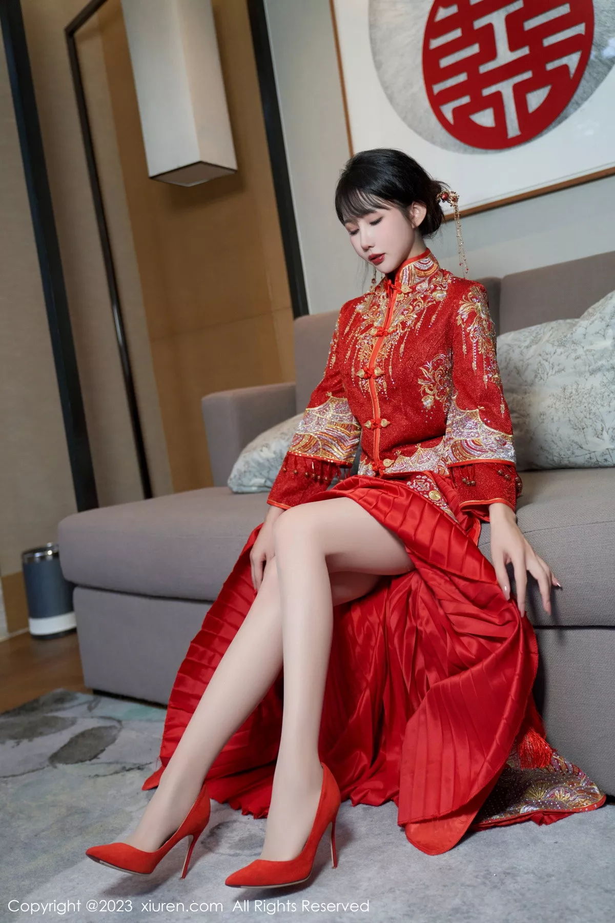 秀人集.com_[XiuRen秀人网]No.7729_模特波巧酱专属新娘主题性感红色蕾丝内衣配超薄肉丝诱惑写真90P