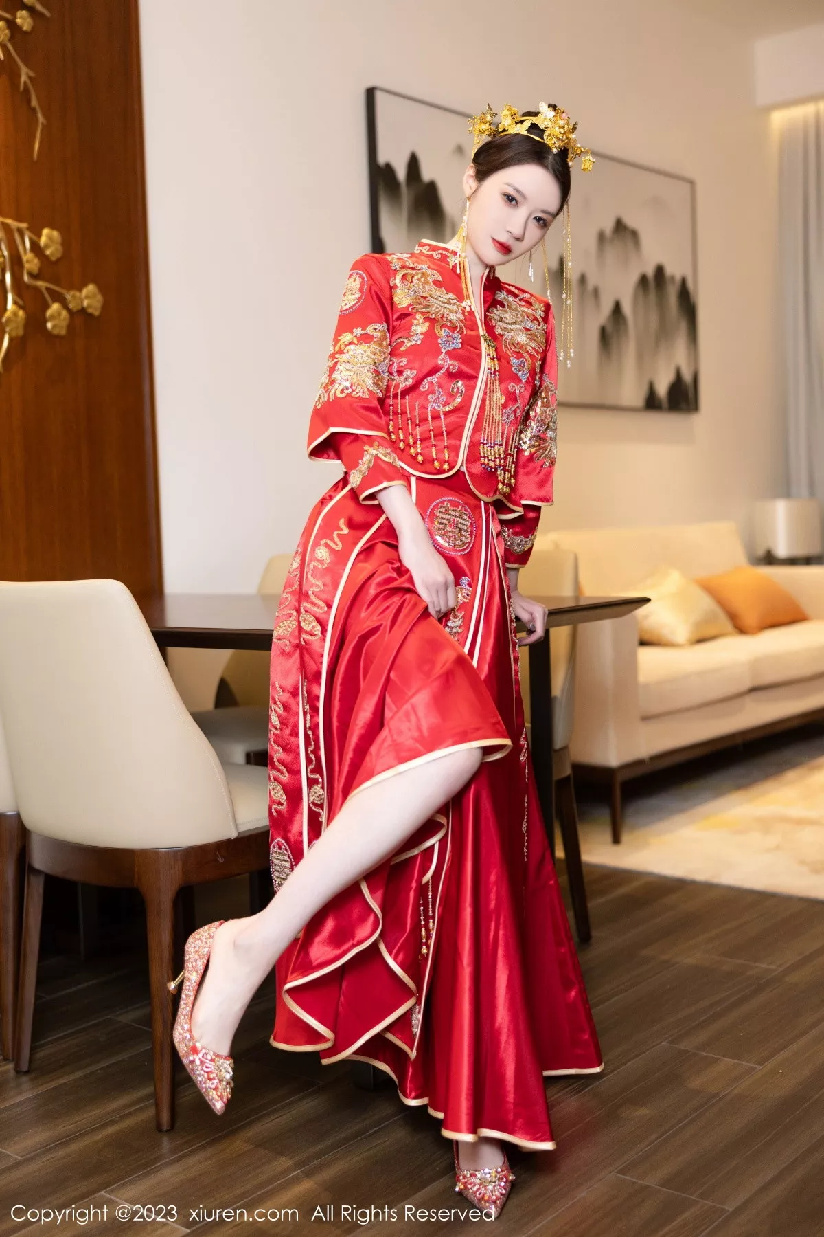 秀人集.com_[XiuRen秀人网]No.7766_模特梦心玥性感红色中式婚服露红色薄透肚兜内衣撩人诱惑写真88P