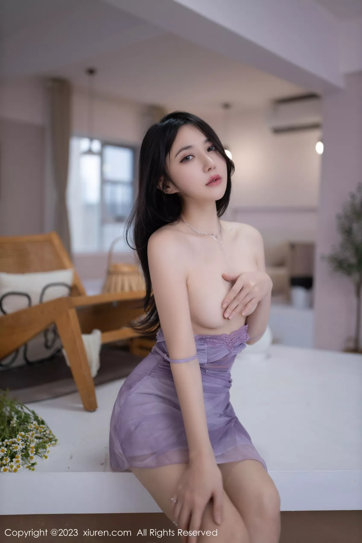 秀人集.com_[XiuRen秀人网]No.7786_模特鱼子酱Fish性感紫色吊带连衣短裙半脱秀曼妙身姿诱惑写真80P