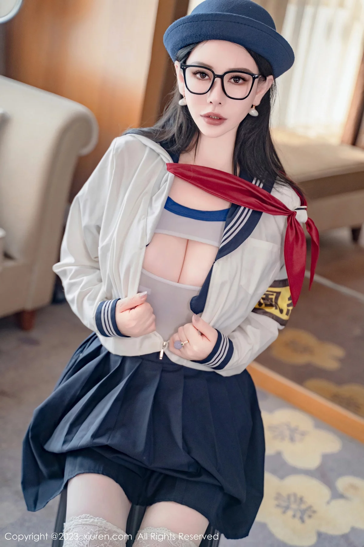 秀人集.com_[XiuRen秀人网]No.7839_新人模特悦悦姐性感JK制服露风纪内衣秀丰满身材撩人诱惑写真75P