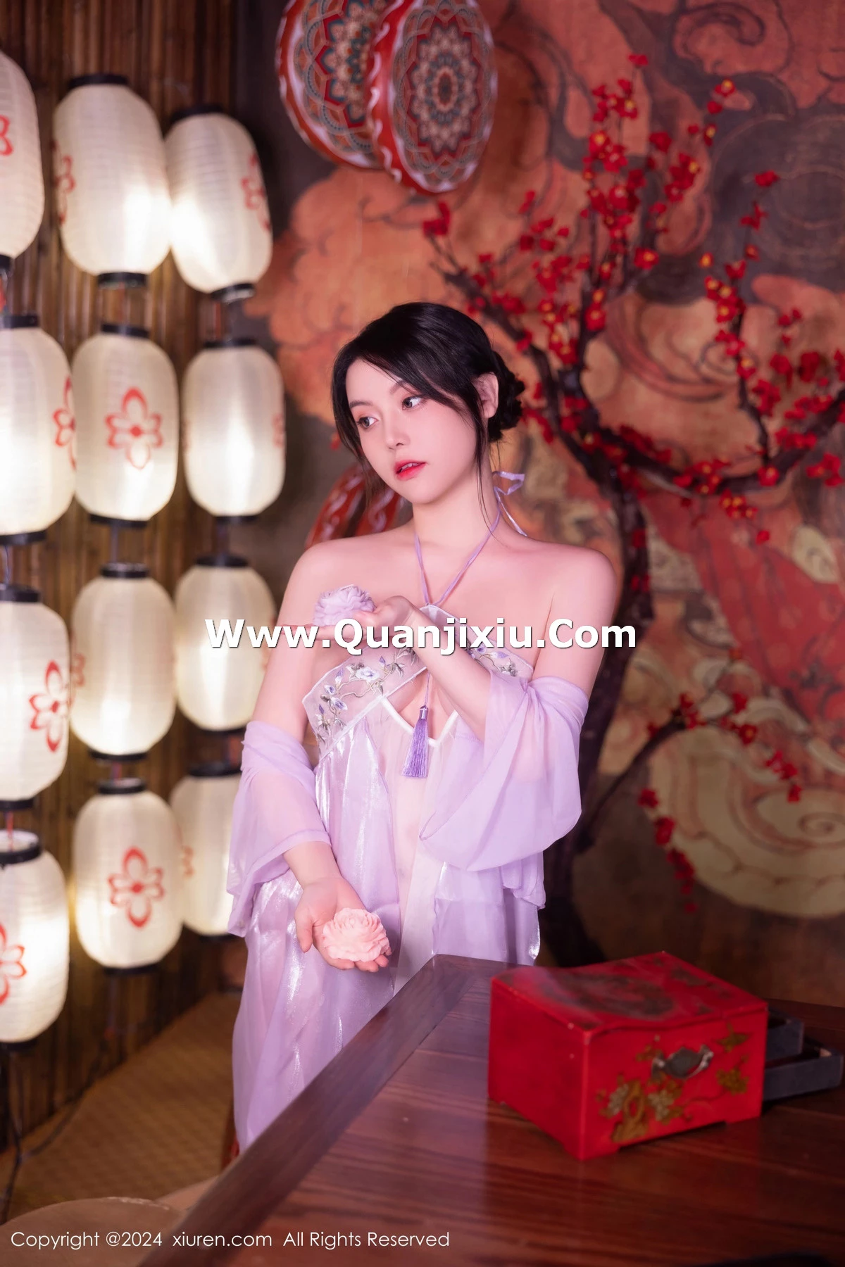 秀人集.com_[XiuRen秀人网]No.8059_模特豆瓣酱性感轻透紫色古装服饰透视秀惹火身材极致诱惑写真80P