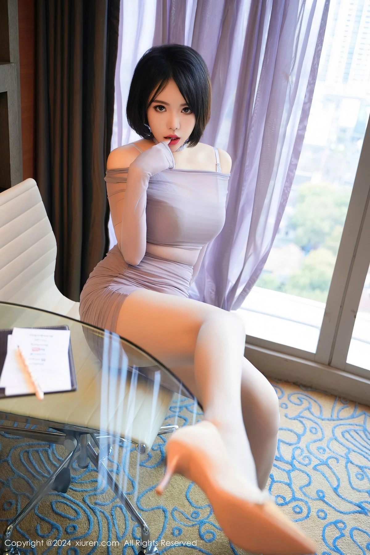 秀人集.com_[XiuRen秀人网]No.8391_模特陆萱雅性感紫色套裙露紫灰色内衣配丝袜秀完美身材诱惑写真80P