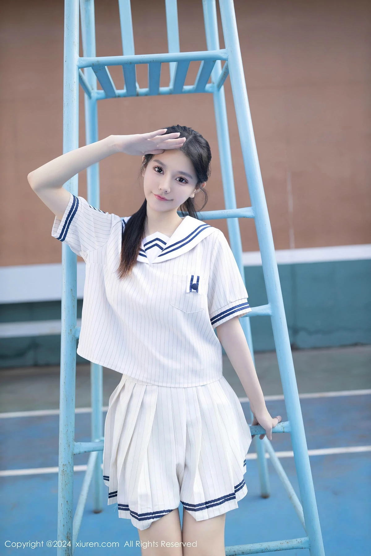 秀人集.com_[XiuRen秀人网]No.8280_模特幼幼性感白色学生短裙制服露白色内衣秀完美身材诱惑写真80P