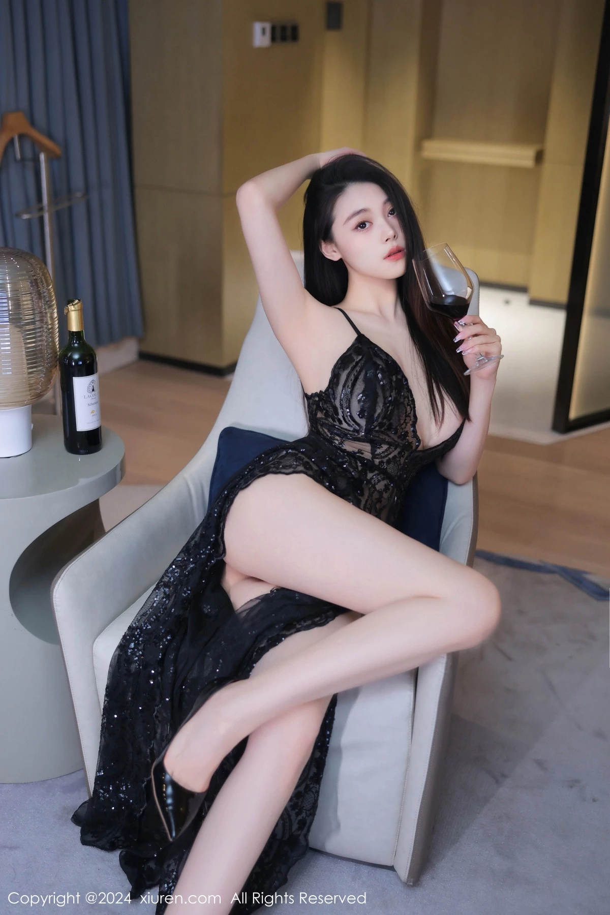 秀人集.com_[XiuRen秀人网]No.8453_模特清妙浴室场景性感黑色轻透长裙半脱秀丰满身材撩人诱惑写真82P