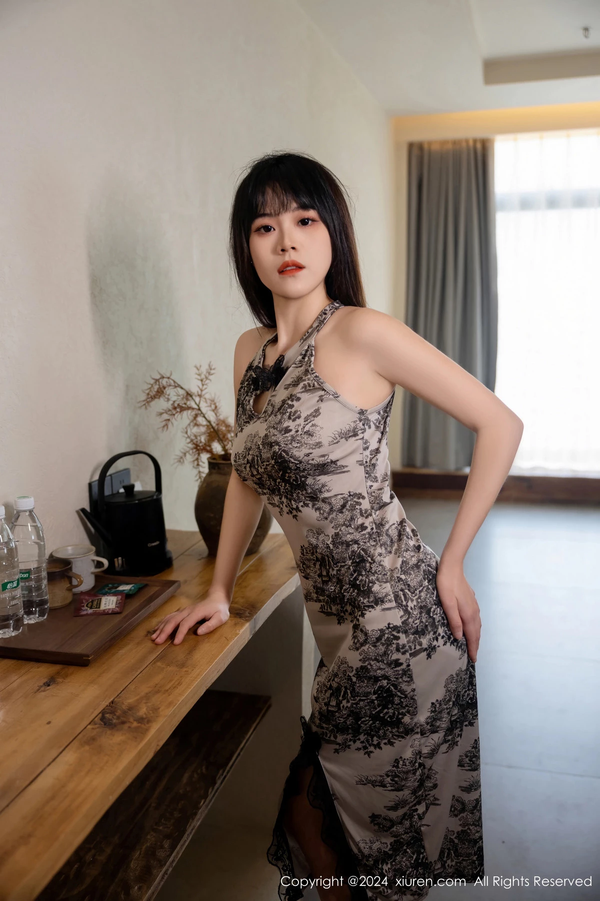 秀人集.com_[XiuRen秀人网]No.8434_模特唐安诺性感带图案连衣短裙露黑色内衣秀曼妙身姿诱惑写真59P