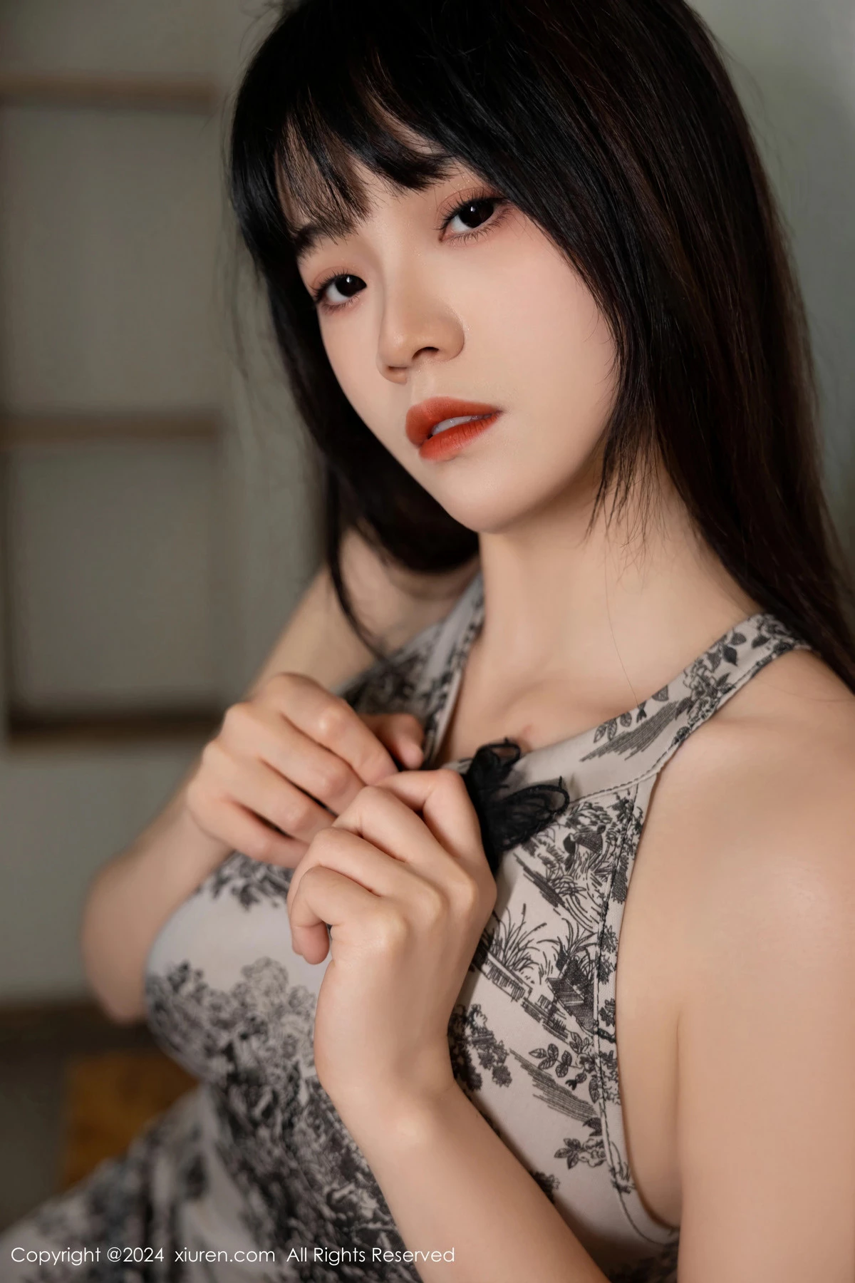 秀人集.com_[XiuRen秀人网]No.8434_模特唐安诺性感带图案连衣短裙露黑色内衣秀曼妙身姿诱惑写真59P