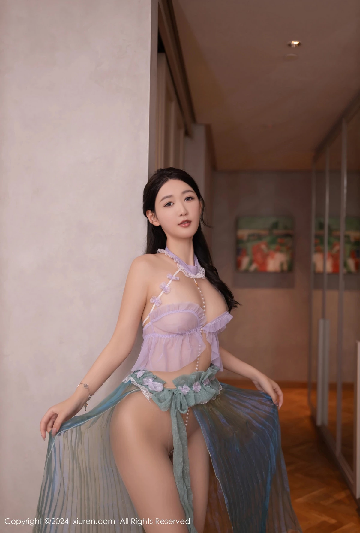 秀人集.com_[XiuRen秀人网]No.8644_模特唐安琪性感浅色轻透古风服饰配超薄肉丝秀曼妙身姿诱惑写真80P