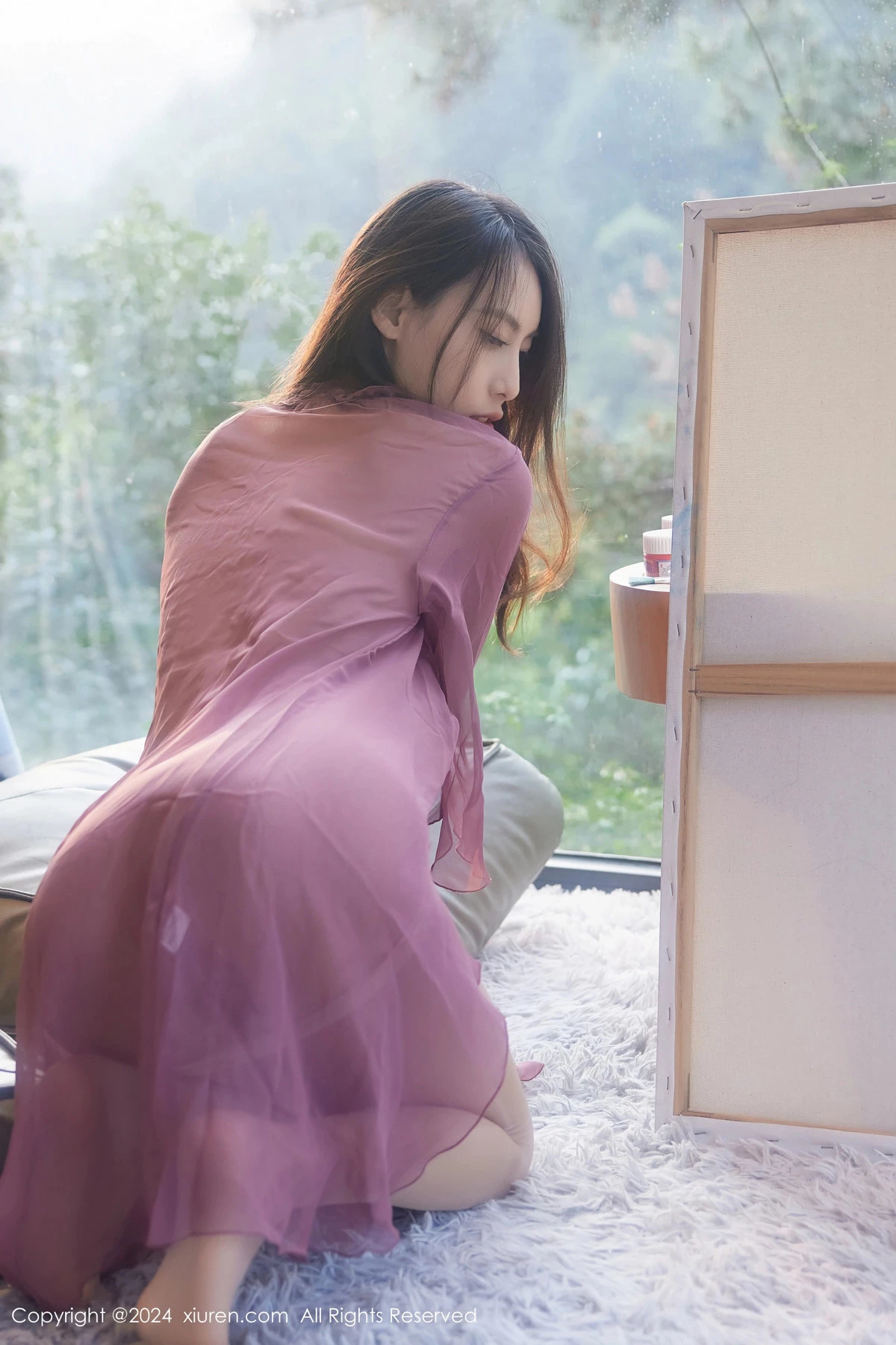 秀人集.com_[XiuRen秀人网]No.8687_模特Lingyu69性感紫色轻透连衣裙配白丝袜秀丰腴身材诱惑写真86P