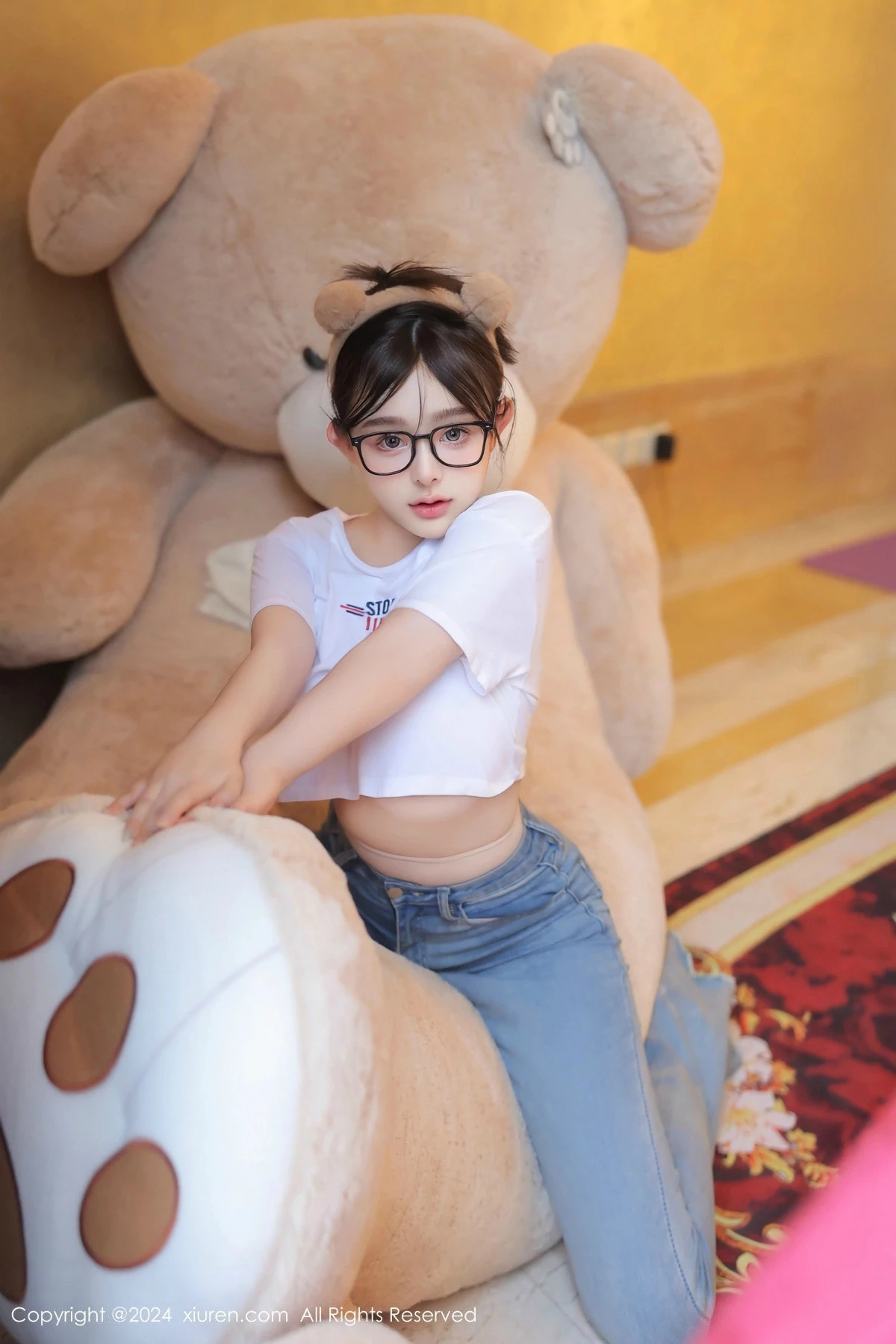 秀人集.com_[XiuRen秀人网]No.8809_模特娜娜子yy性感白T配牛仔裤露超薄肉丝秀丰满身材惹火诱惑写真80P