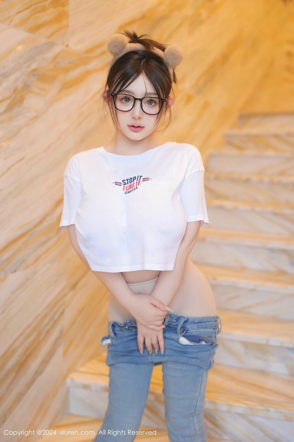 秀人集.com_[XiuRen秀人网]No.8809_模特娜娜子yy性感白T配牛仔裤露超薄肉丝秀丰满身材惹火诱惑写真80P