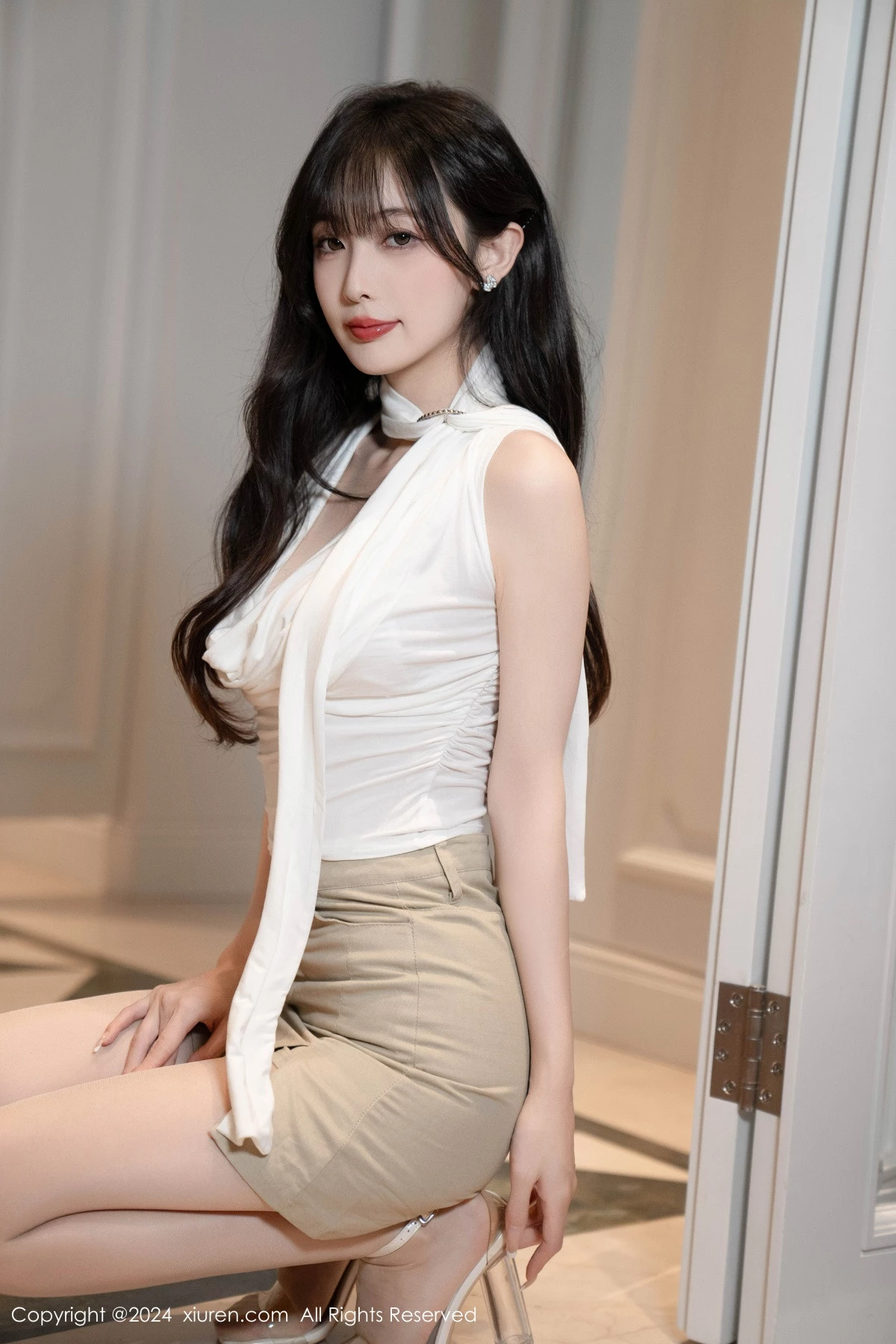 秀人集.com_[XiuRen秀人网]No.8849_模特林星阑性感白上衣露白色内衣配超薄肉丝秀曼妙身姿诱惑写真85P