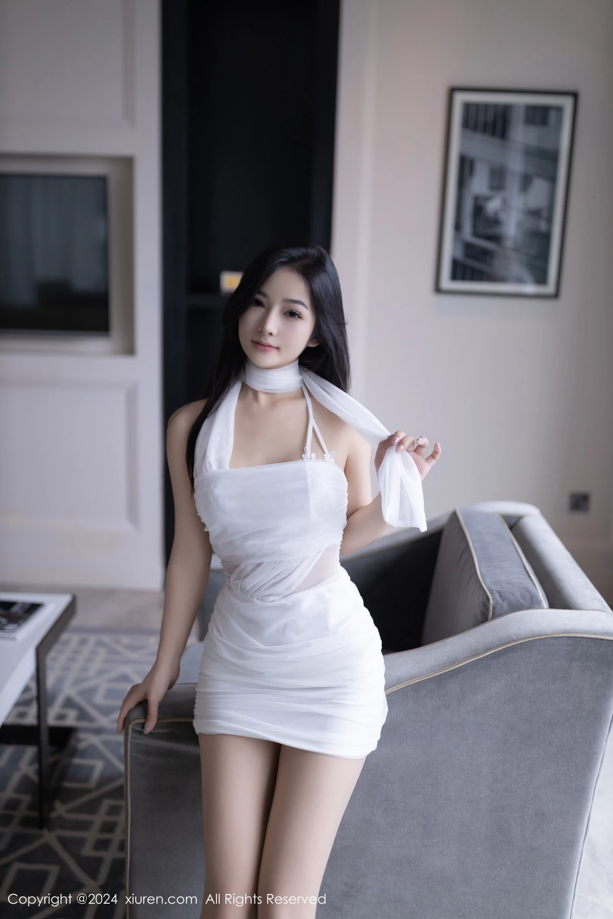 秀人集.com_[XiuRen秀人网]No.8875_模特谭小灵性感白色连衣短裙配超薄肉丝秀丰腴身材惹火诱惑写真79P
