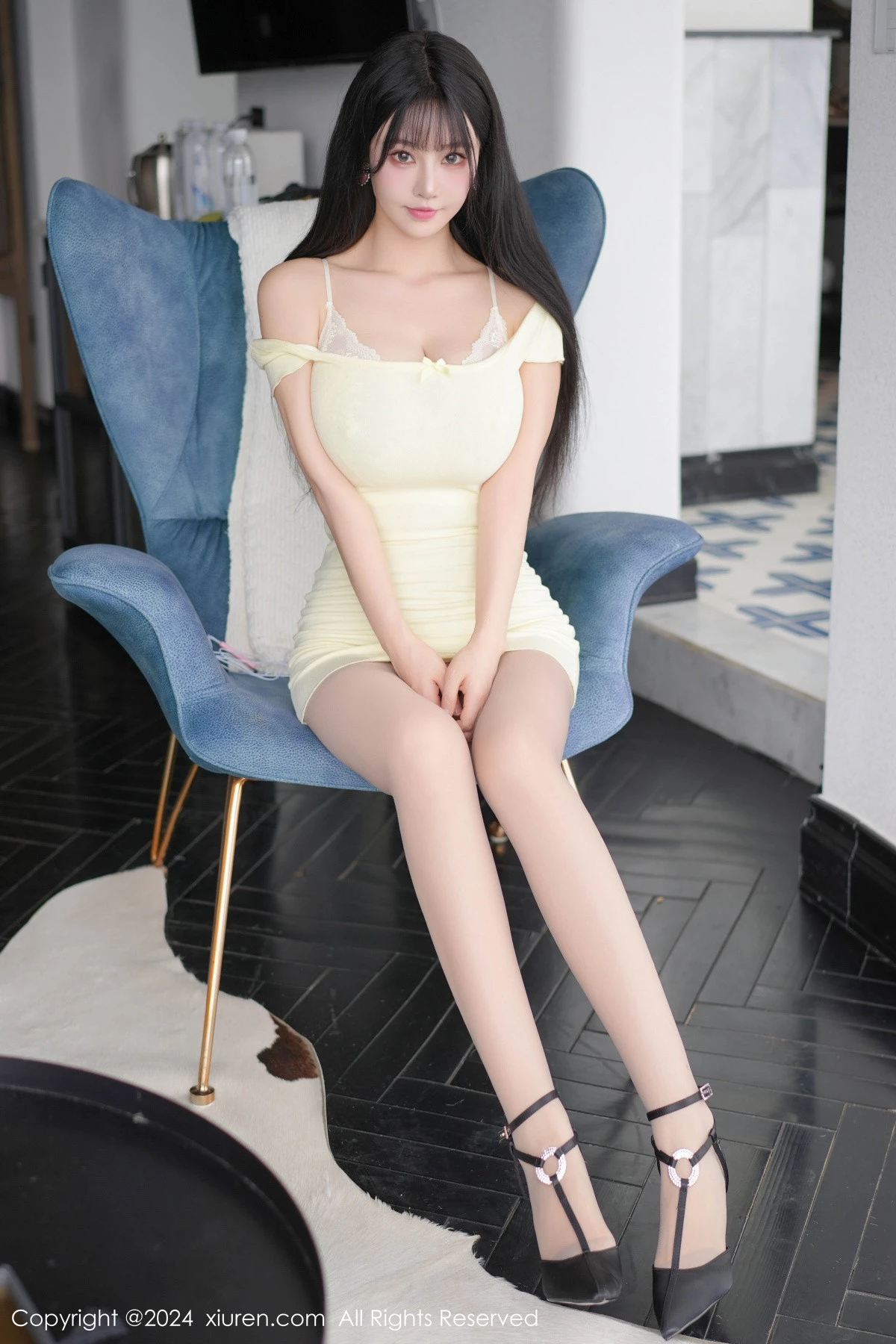秀人集.com_[XiuRen秀人网]No.8737_女神朱可儿Flora淡黄连衣短裙露白色蕾丝内衣配超薄灰丝性感写真65P