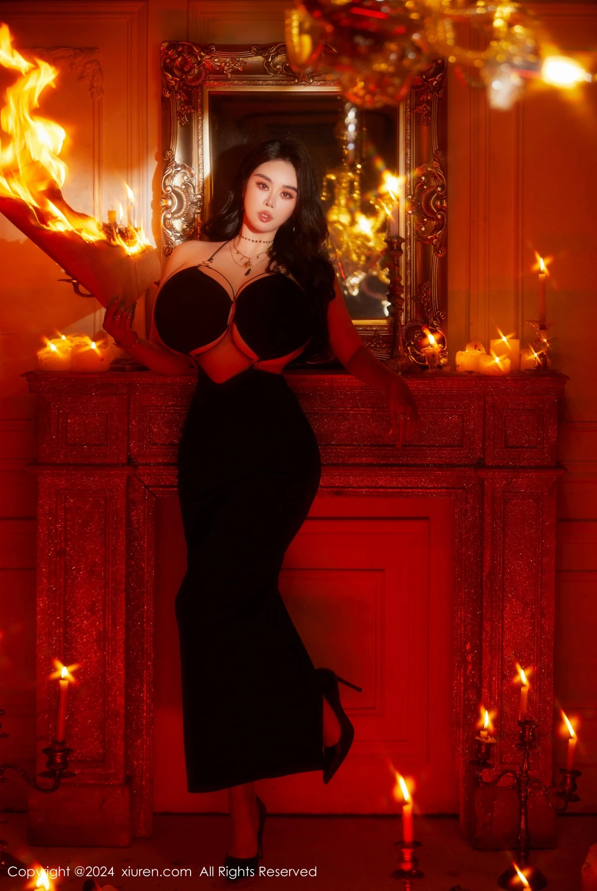 秀人集.com_[XiuRen秀人网]No.8878_模特戴渃欣性感紫色连衣裙+白色连衣裙秀丰满身材惹火诱惑写真47P