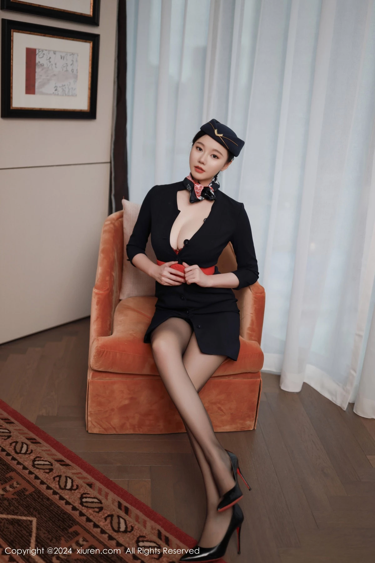 秀人集.com_[XiuRen秀人网]No.8942_模特安然anran性感空姐制服露红色内衣配超薄黑丝撩人诱惑写真79P