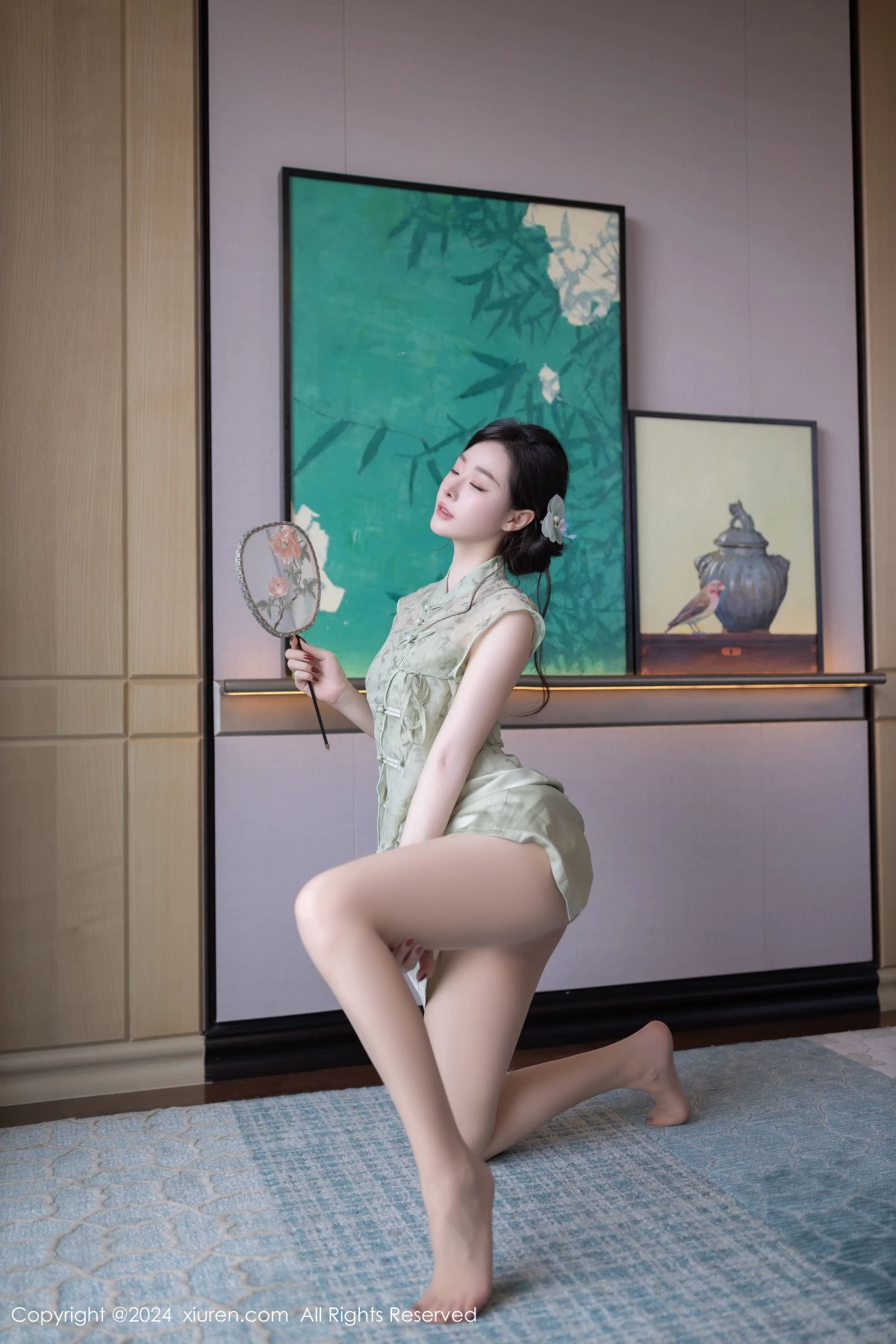 秀人集.com_[XiuRen秀人网]No.9124_模特小逗逗性感浅色古风服饰配超薄无内肉丝秀曼妙身材诱惑写真81P