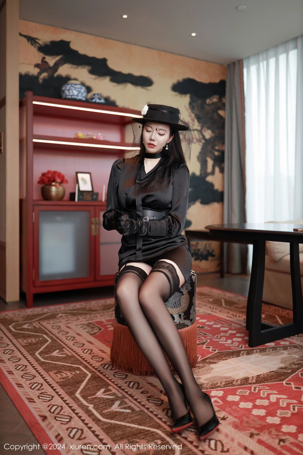 秀人集.com_[XiuRen秀人网]No.9041_模特安然anran黑色服饰露黑色内衣配黑丝吊袜秀柔美身段诱惑写真81P