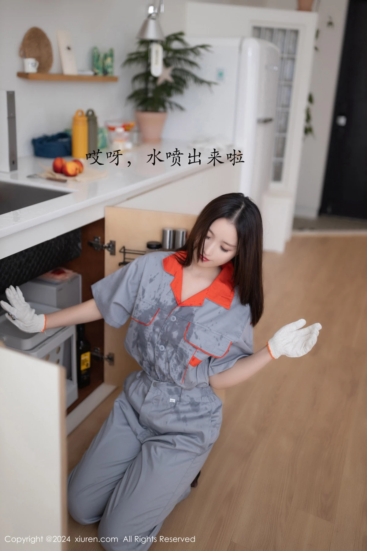 秀人集.com_[XiuRen秀人网]No.9207_模特杏子Yada维修主题性感黑色情趣服饰配开档黑丝极致魅惑写真81P