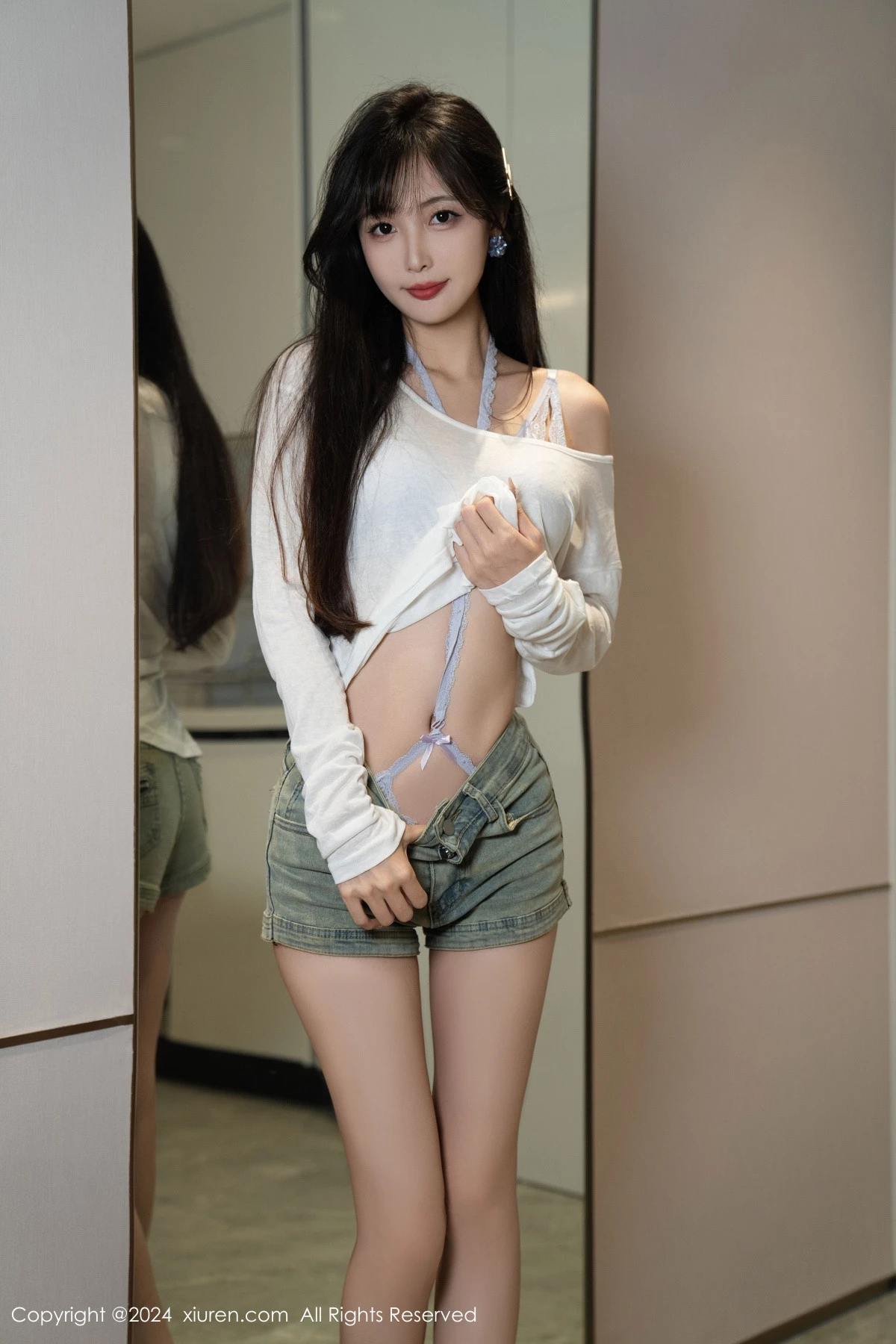 秀人集.com_[XiuRen秀人网]No.9215_模特林星阑性感蓝色情趣内衣配超短牛仔裤秀曼妙身姿迷人写真96P