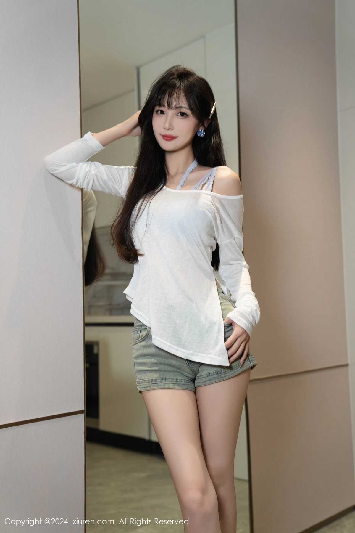 秀人集.com_[XiuRen秀人网]No.9215_模特林星阑性感蓝色情趣内衣配超短牛仔裤秀曼妙身姿迷人写真96P