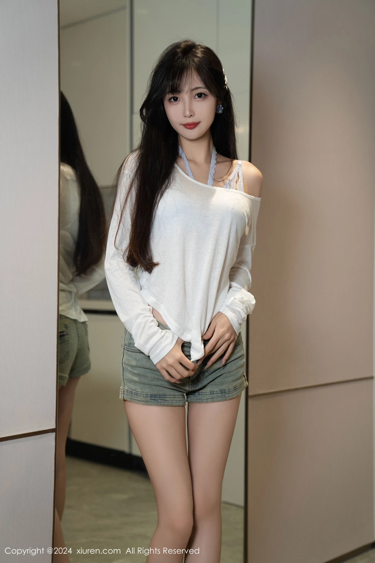 秀人集.com_[XiuRen秀人网]No.9215_模特林星阑性感蓝色情趣内衣配超短牛仔裤秀曼妙身姿迷人写真96P