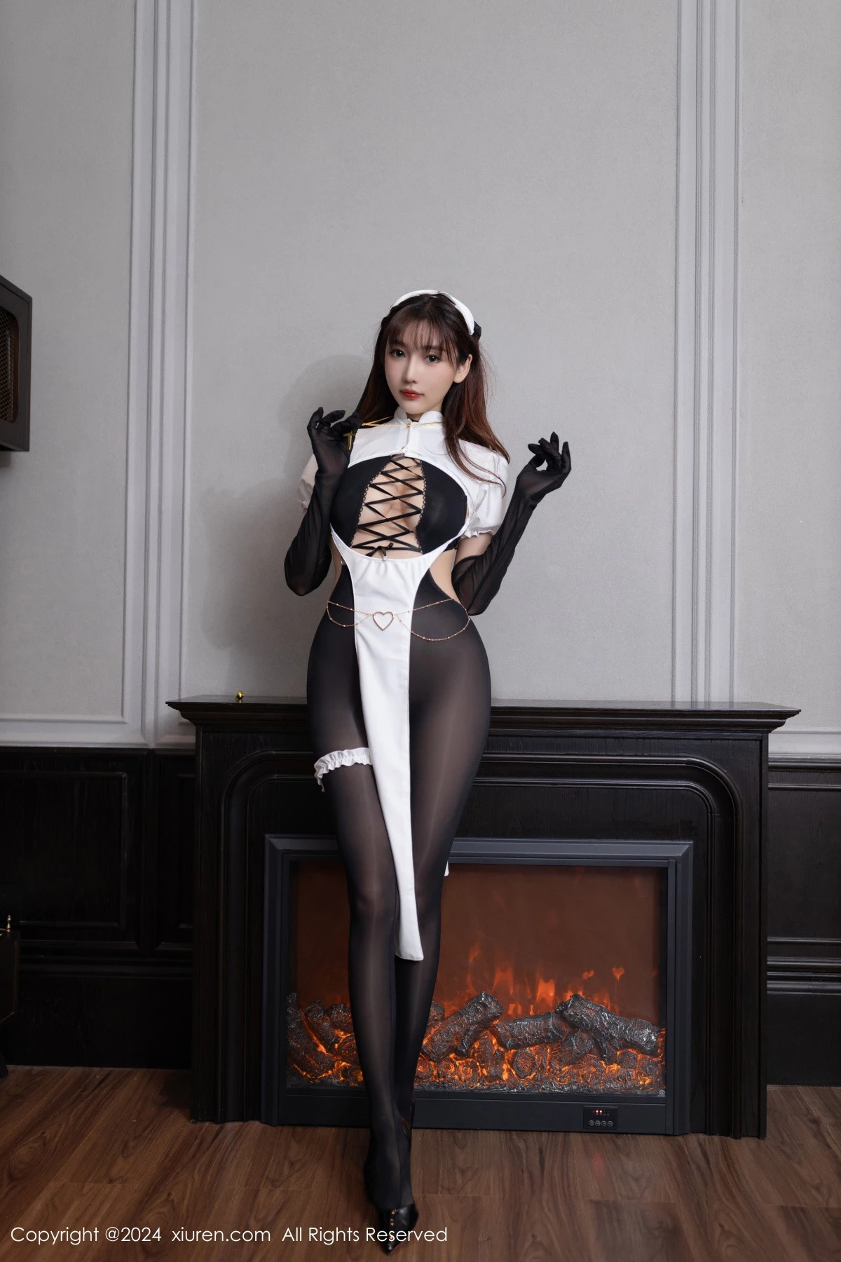 秀人集.com_[XiuRen秀人网]No.9216_模特陆萱萱性感黑白修女服饰配超薄连体黑丝秀完美身材诱惑写真77P