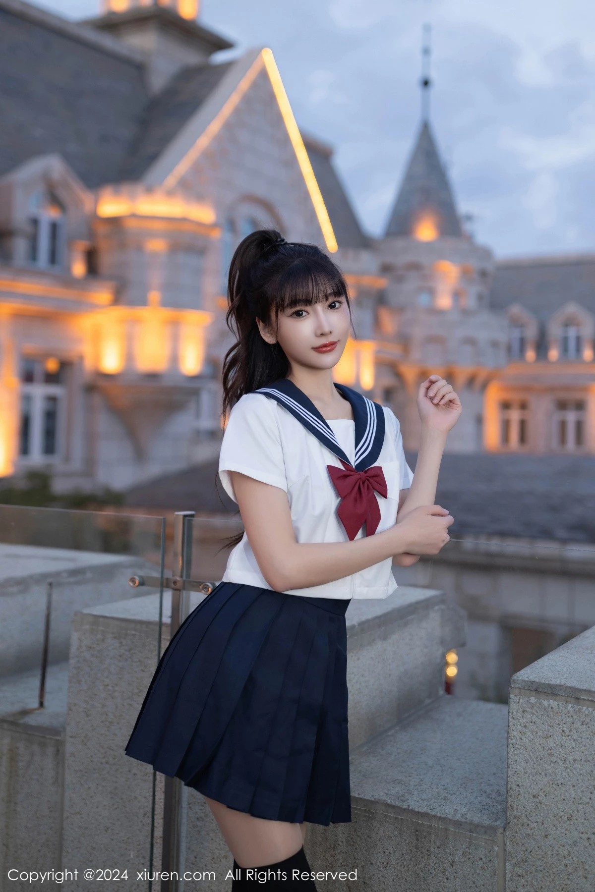 秀人集.com_[XiuRen秀人网]No.9305_模特陆萱萱性感JK制服+黑色高叉连体衣配黑丝袜秀美腿诱惑写真80P