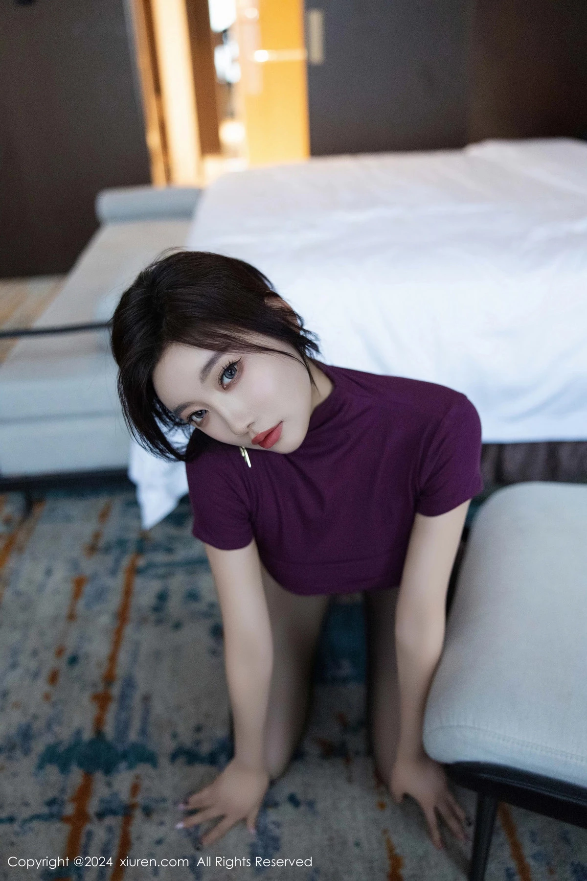 秀人集.com_[XiuRen秀人网]No.9421_女神杨晨晨Yome性感紫色内衣配超薄无内黑色秀丰腴身材诱惑写真80P