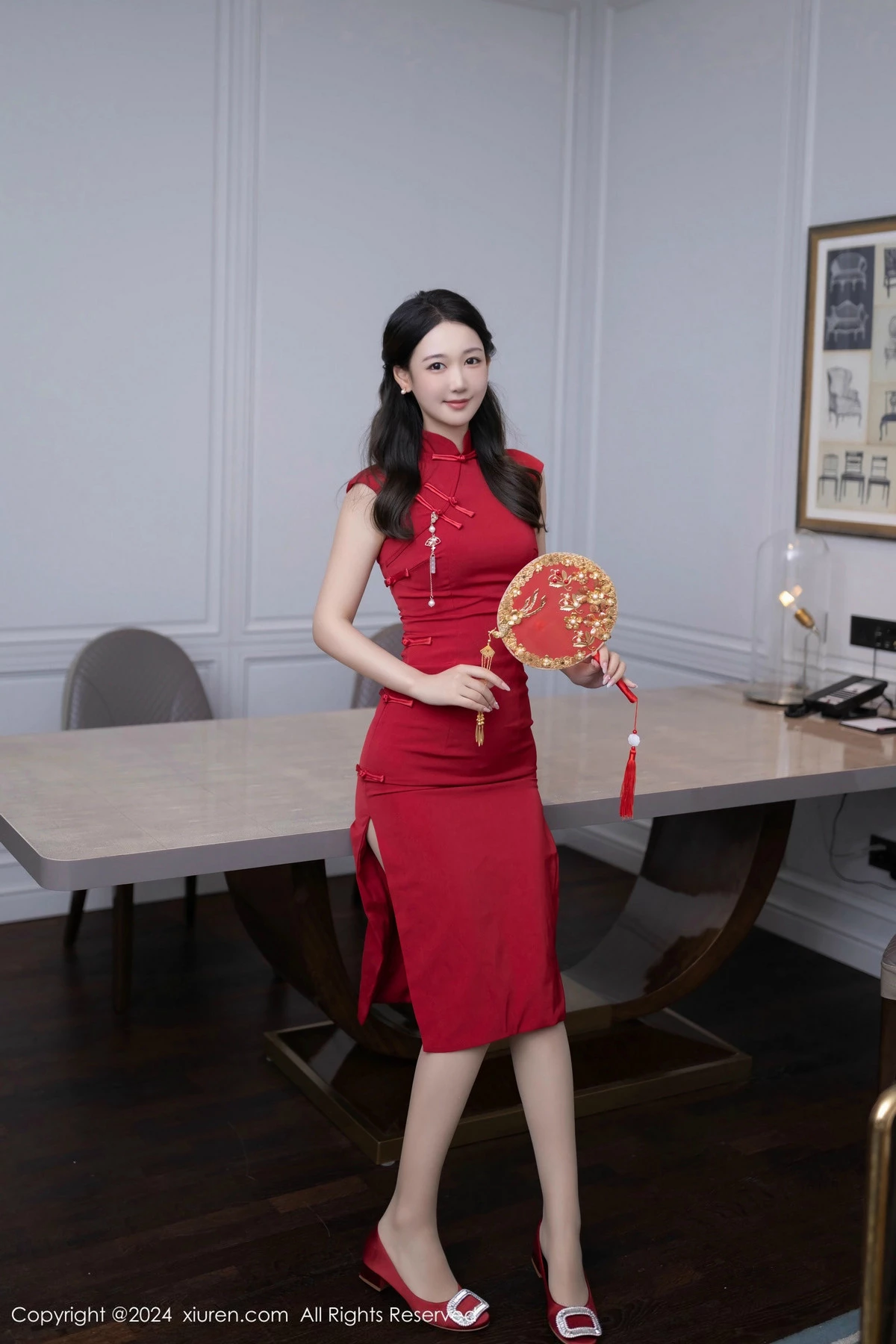 秀人集.com_[XiuRen秀人网]No.9463_模特唐安琪性感红色旗袍露红色内衣配超薄肉丝秀曼妙身姿诱惑写真81P