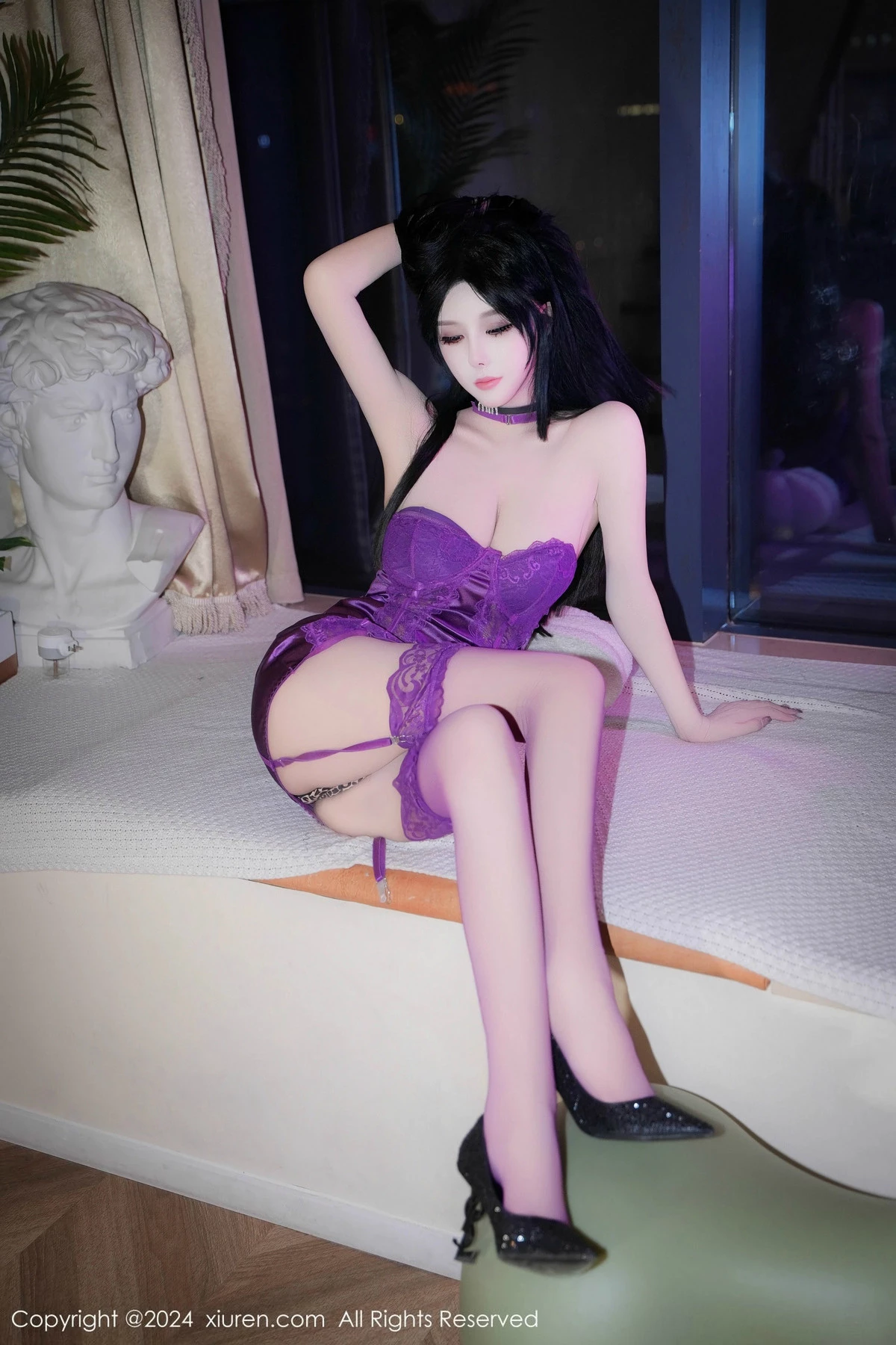 秀人集.com_[XiuRen秀人网]No.9532_模特陈芊儿性感紫色情趣服露豹纹内衣配紫色丝袜秀美腿诱惑写真69P