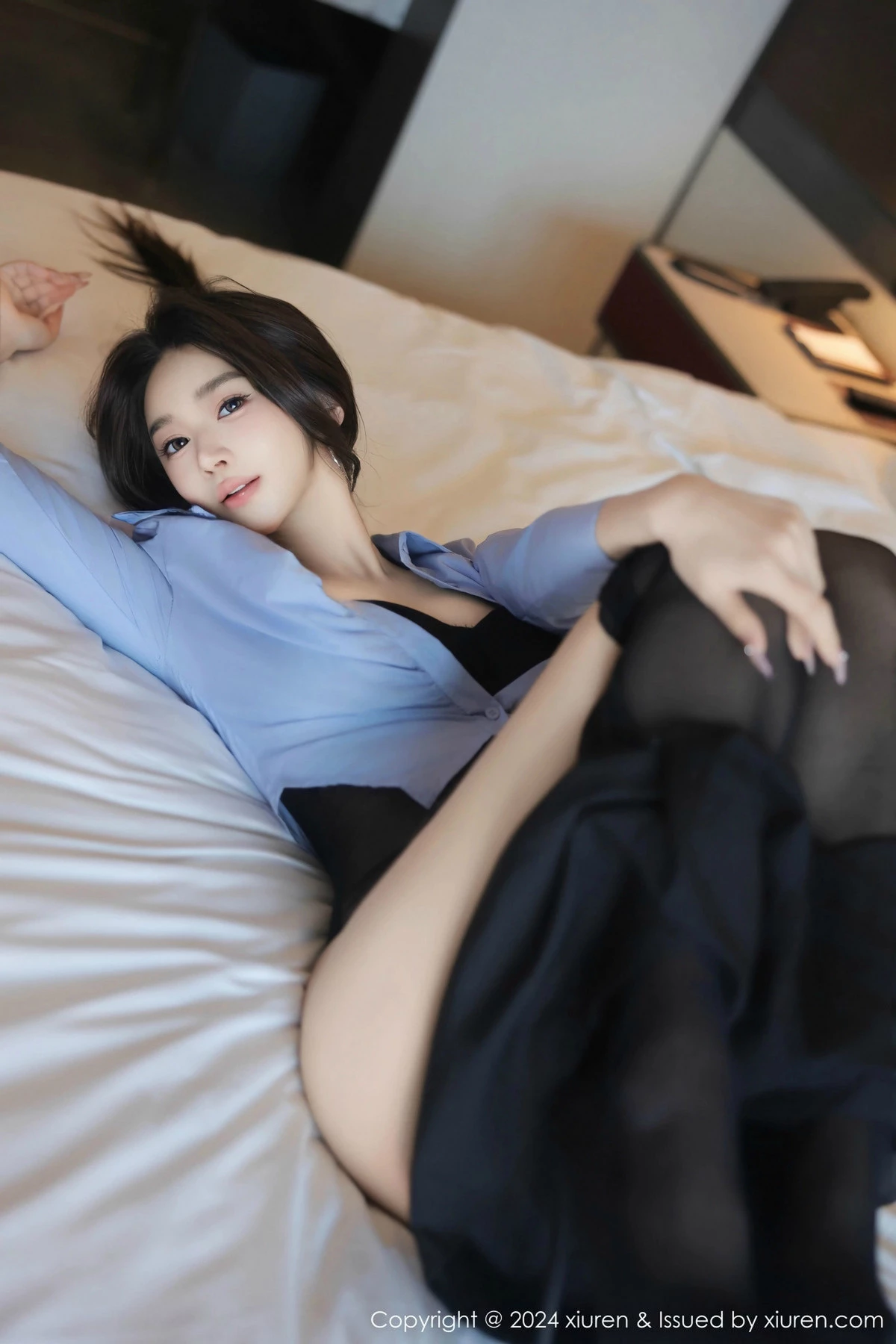 秀人集.com_[XiuRen秀人网]No.9591_模特Candy糖糖性感蓝T配黑短裙露连体内衣秀完美身材诱惑写真78P