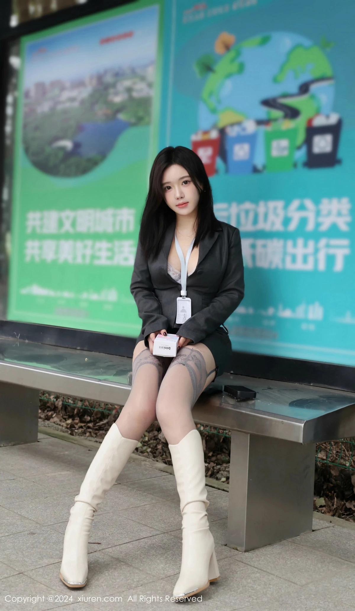 秀人集.com_[XiuRen秀人网]No.9595_模特小薯条nienie性感OL制服露情趣内衣配灰丝吊袜秀美腿诱惑写真76P