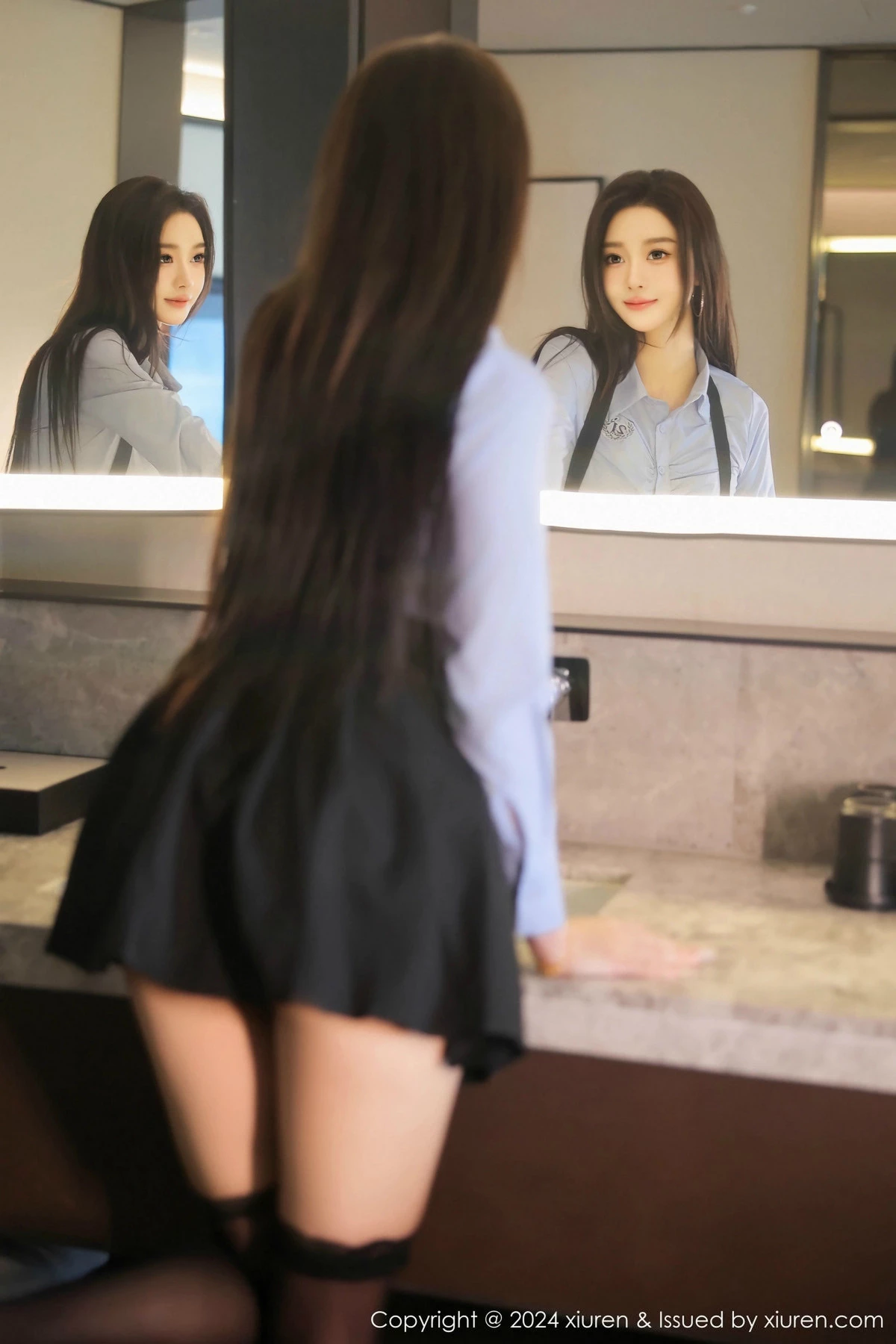 秀人集.com_[XiuRen秀人网]No.9591_模特Candy糖糖性感蓝T配黑短裙露连体内衣秀完美身材诱惑写真78P