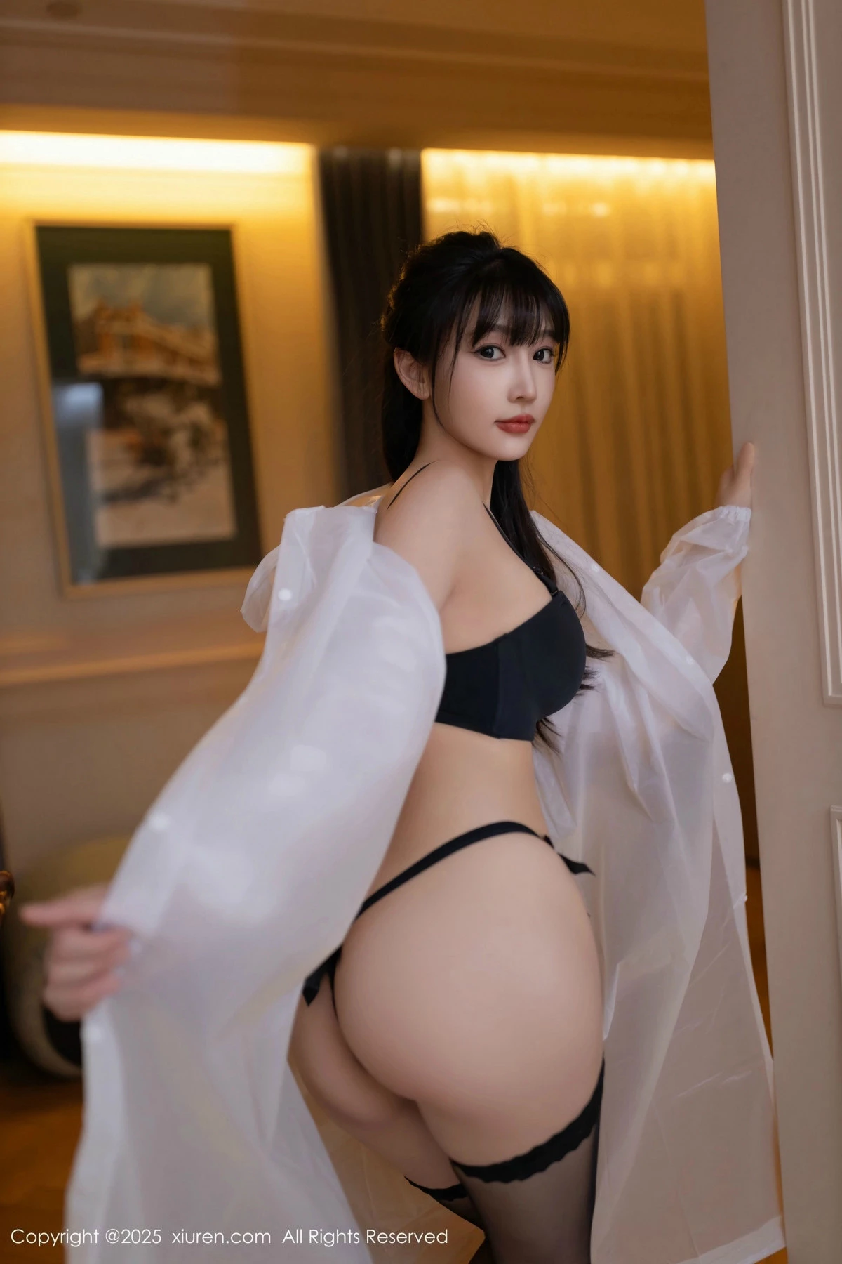 秀人集.com_[XiuRen秀人网]No.9700_模特陆萱萱白色雨衣露性感黑色内衣配黑丝袜秀曼妙身姿诱惑写真80P