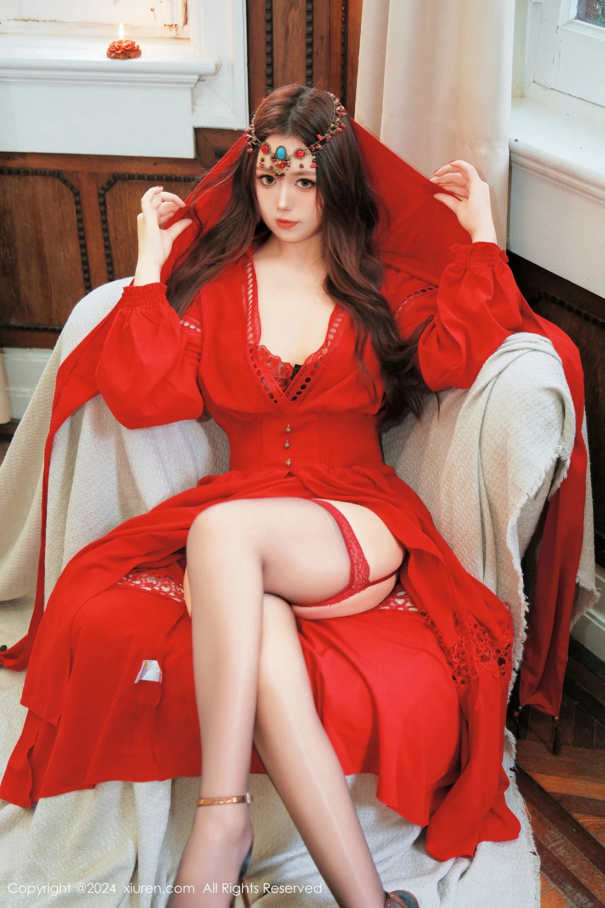 秀人集.com_[XiuRen秀人网]No.9649_模特蛋蛋宝性感红色情趣内衣配黑丝吊袜秀丰腴身材火辣诱惑写真64P