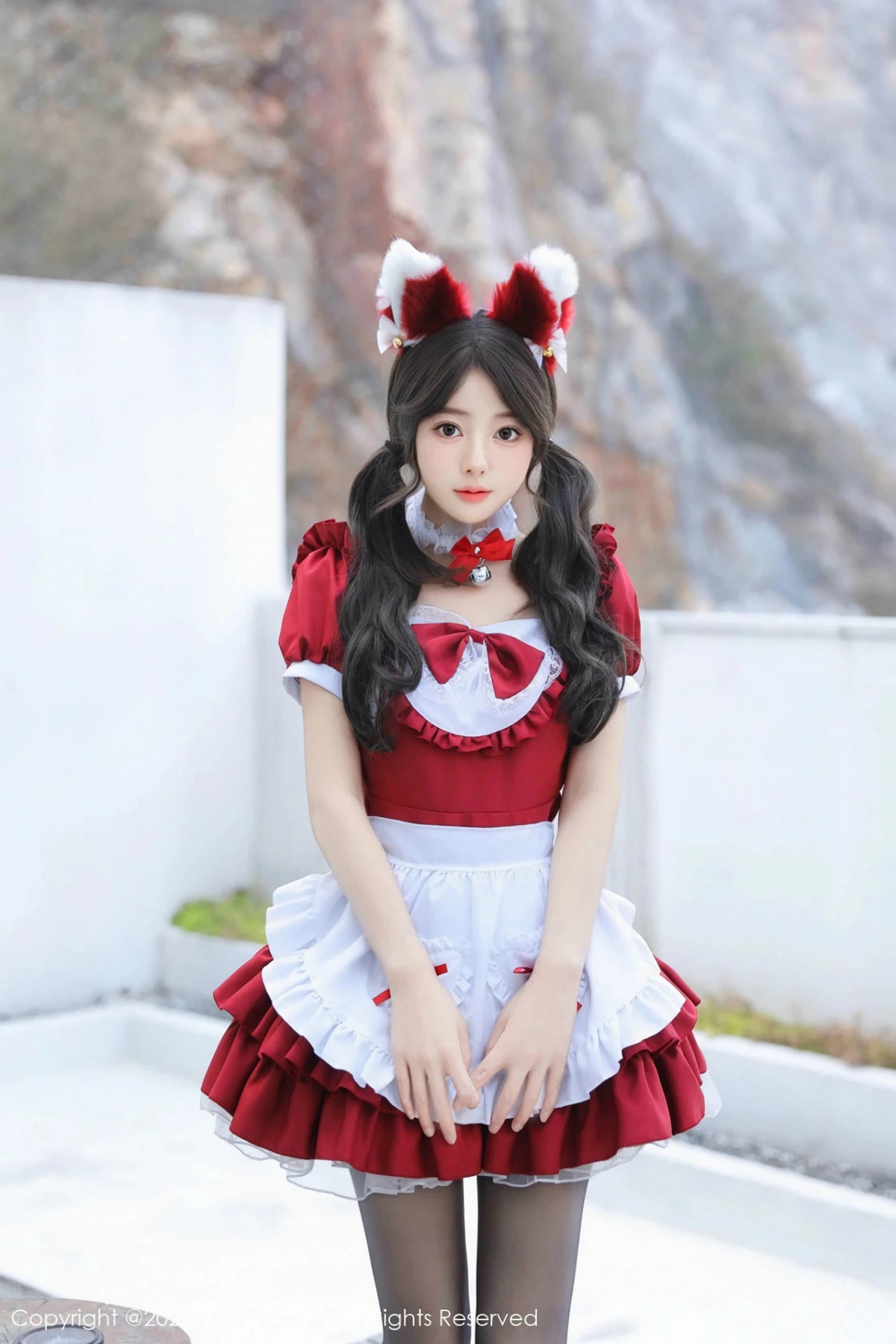 秀人集.com_[XiuRen秀人网]No.9814_模特桃妖夭红色喜庆女仆服露红色内衣配超薄黑丝秀美腿诱惑写真87P